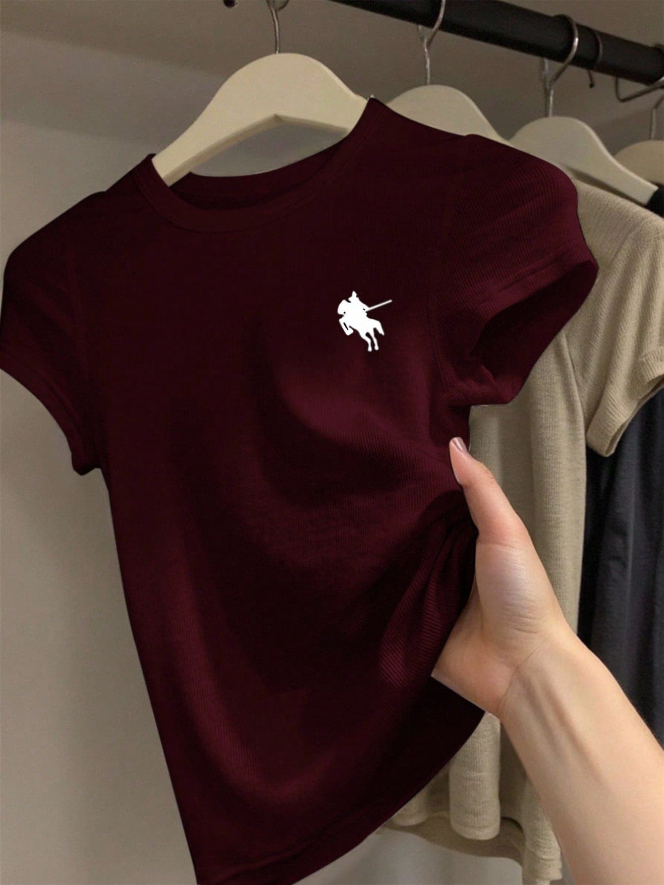 INAWLY Women's Casual Versatile Knight Print Short Sleeve T-Shirt, Summer