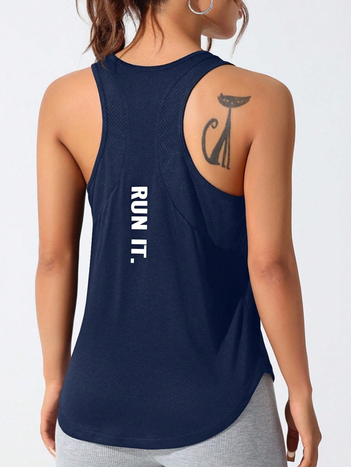 CourtClass CourtClass Letter Print Cross Back Casual Sports Tank Top Women Workout Top Activewear Tank