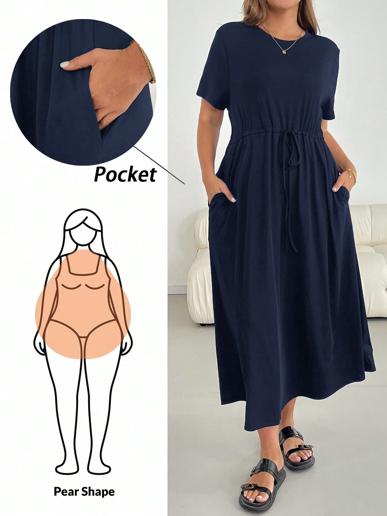 Shapeblank Plus-Size Women's Summer Dress, Short-Sleeved Dress, Black Dress, Casual Women's Clothing Summer Dresses For Women Holiday Dress