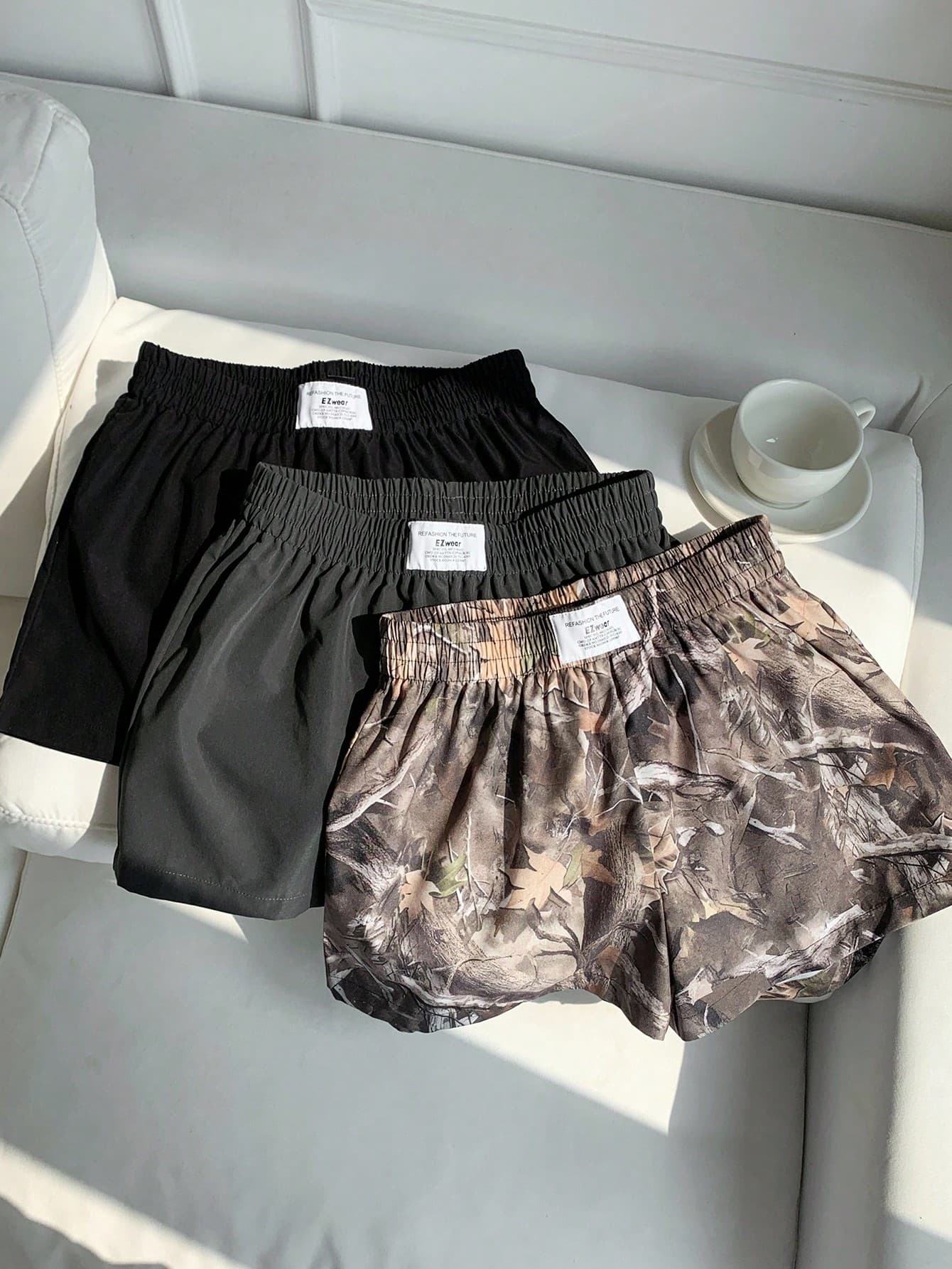 Comfortcana 3pcs Comfortable Women's Short Length Casual Shorts In Woven Fabric For Everyday Looks Shorts Pack Camo Print Shorts