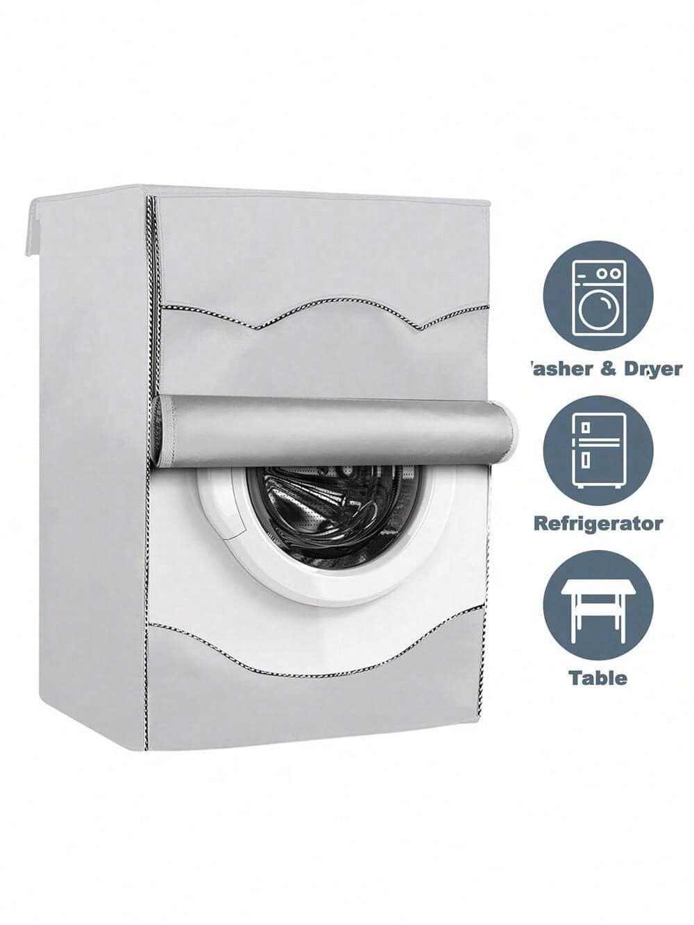 1pc Silver Washing Machine Cover, Waterproof And Dustproof Cover For Washing And Drying Machine,Bag,Organizer,Storage