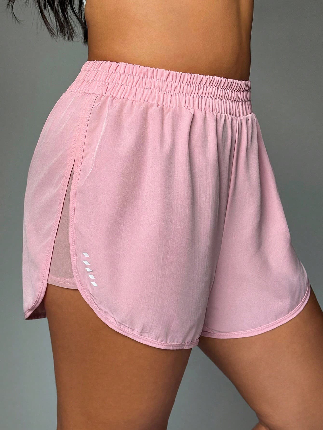 Easithlete Plus Size Women Elastic Waist Loose Mesh Patchwork Sports Shorts Workout Gym Curve Activewear Curvy Pink Running Skort Tennis Athletic Skirt