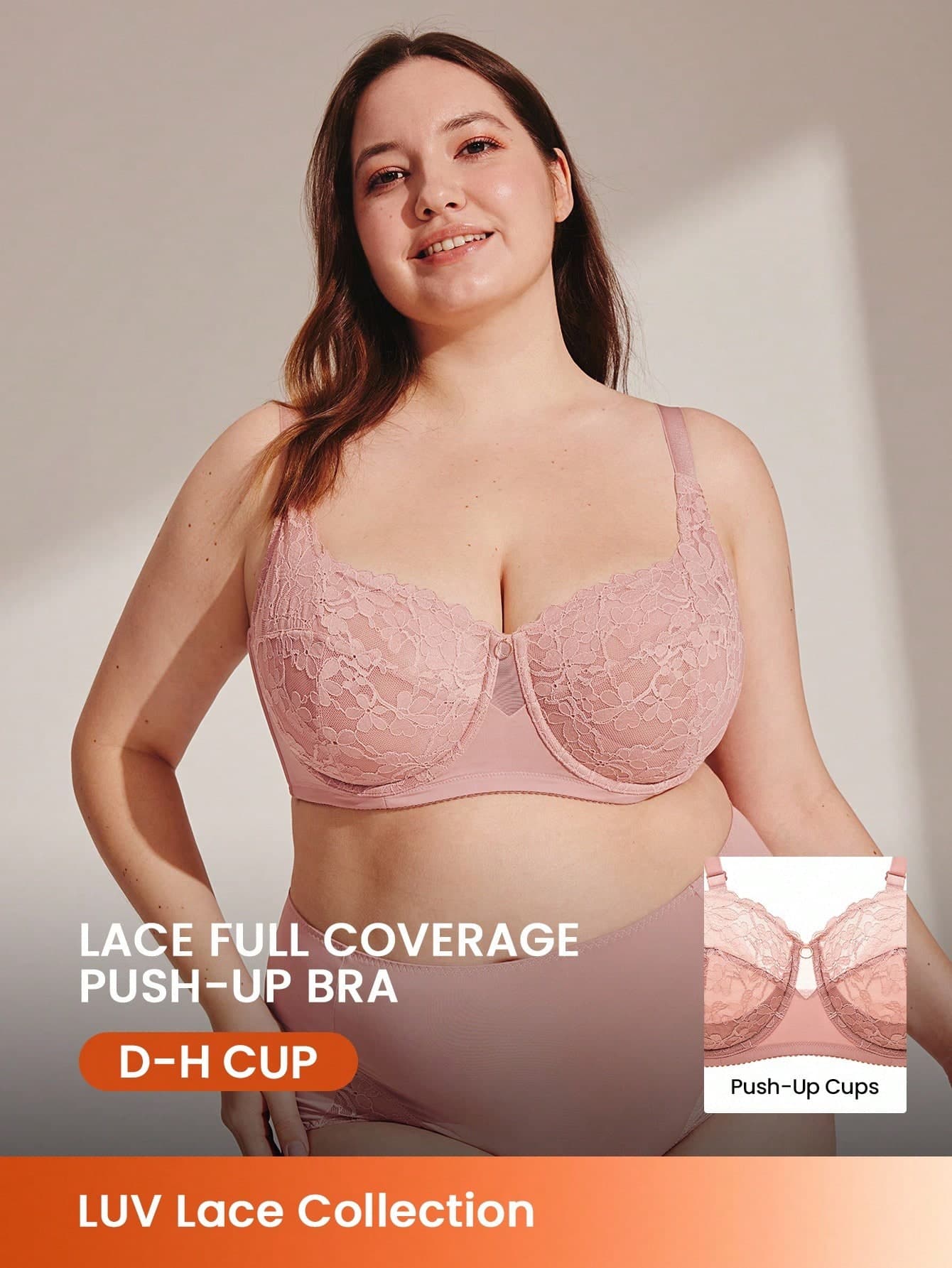 LUVLETTE Plus Full Coverage Support Breathable Underwire Pink Sheer Mesh Lace Elegance Minimizer Bra Sexy Lingrie Bridal Intimates