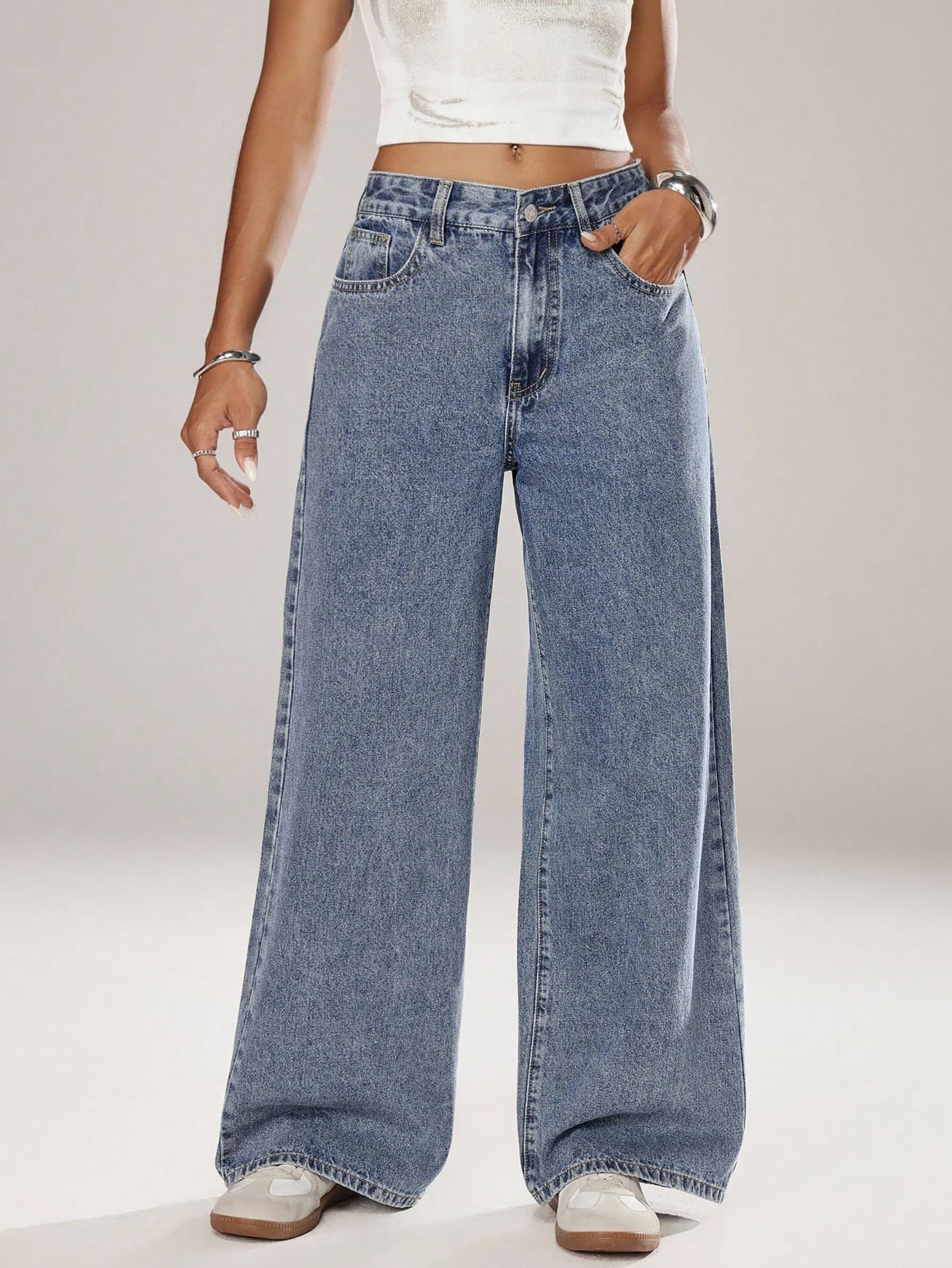 SHEIN ICON Women's Light-Colored Casual Denim Jeans