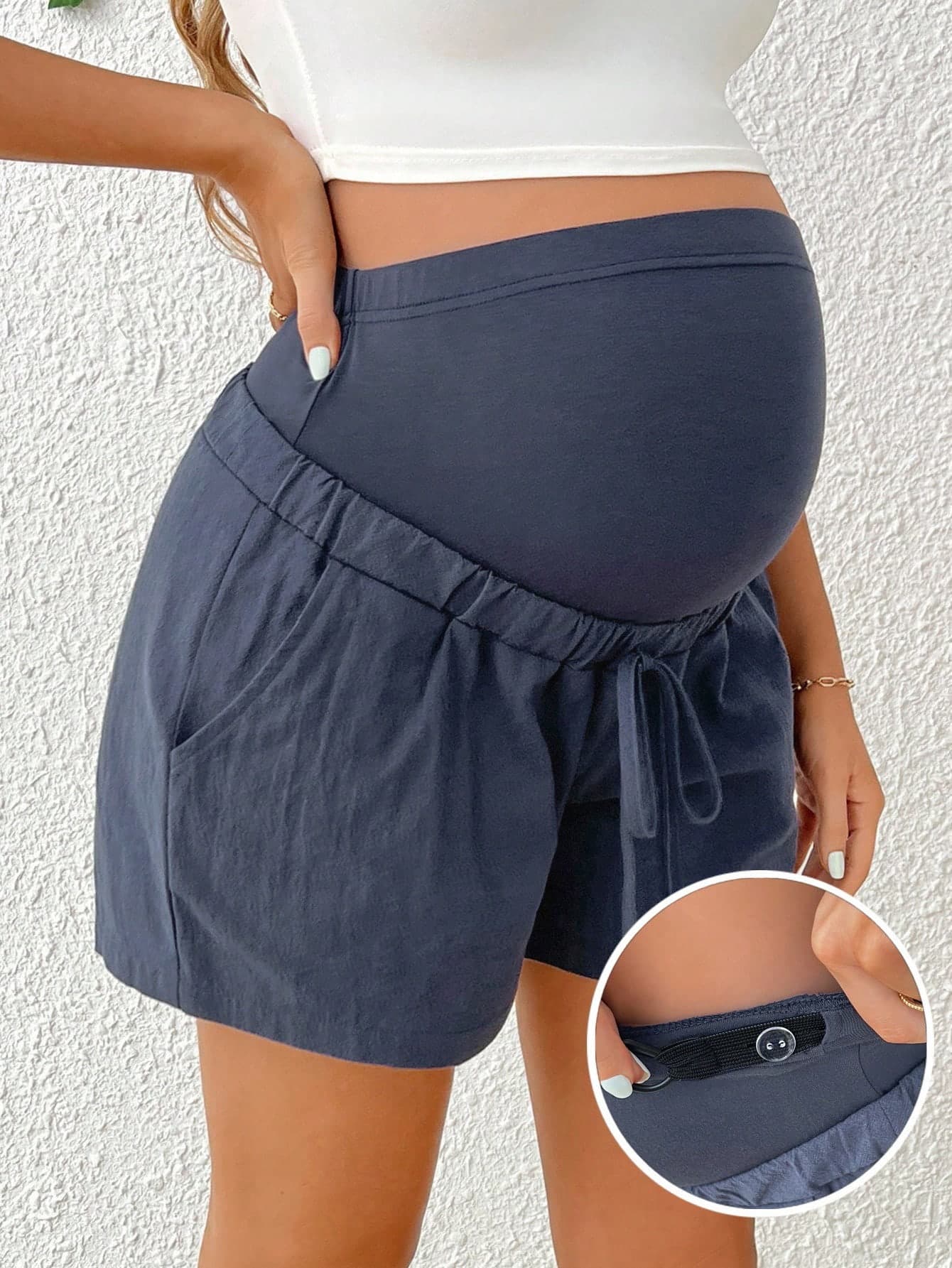 SHEIN Maternity Summer Casual Adjustable Waist Shorts