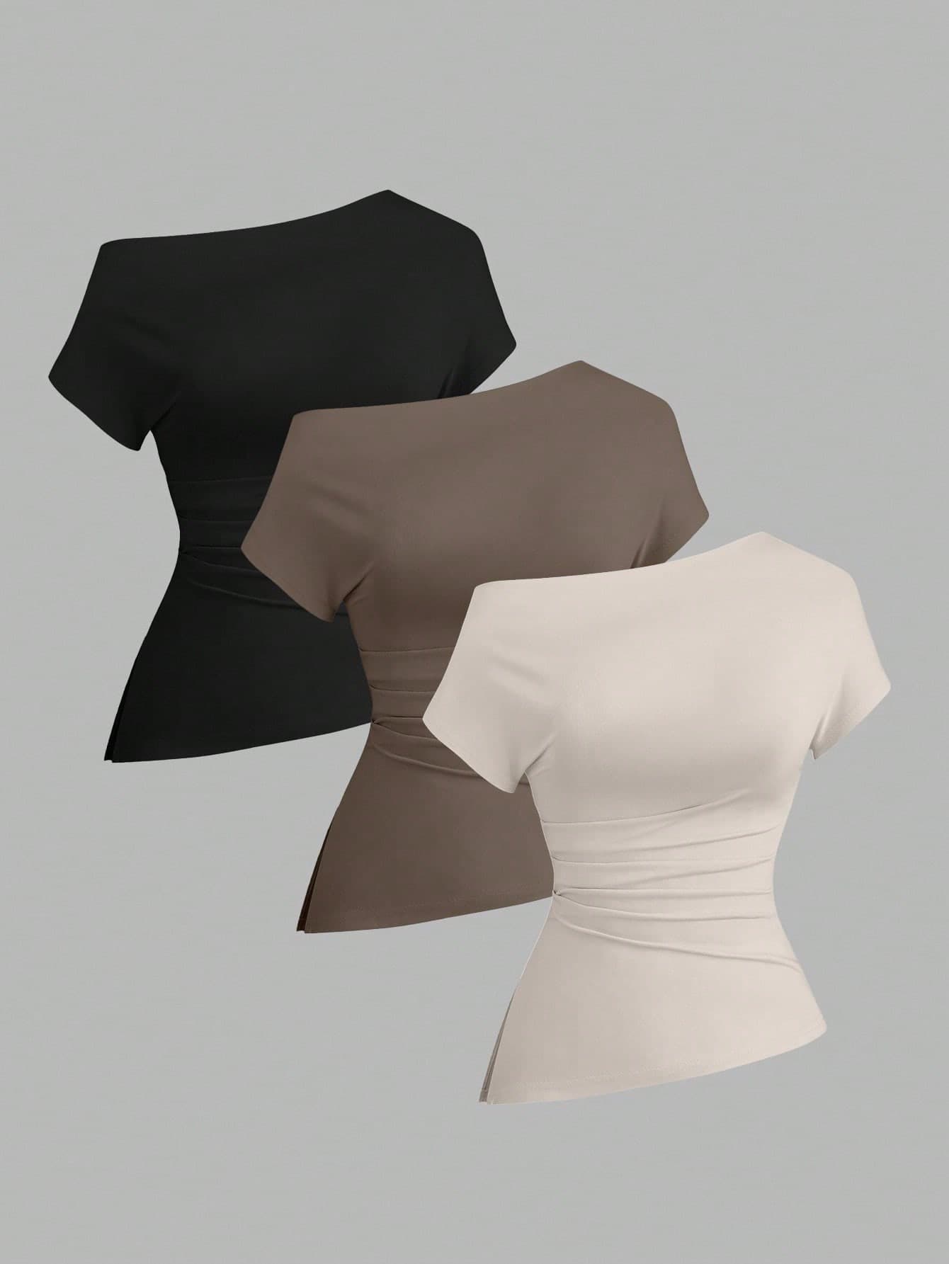 Sweetra Women's Casual Asymmetrical Shoulder T-Shirt