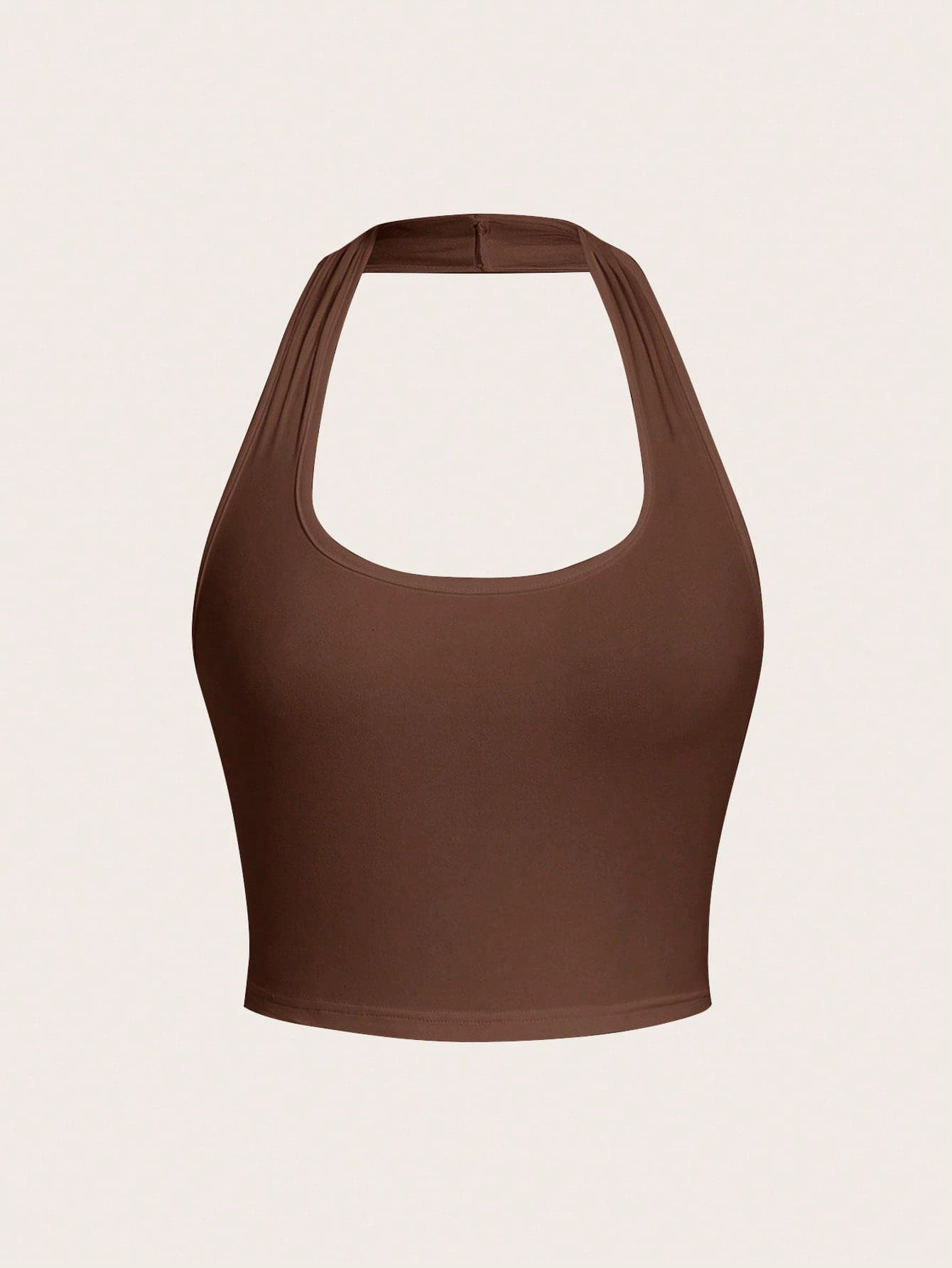 SHEIN EZwear Casual Minimalist Halter Crop Top, Fitted For Women, Suitable For Summer