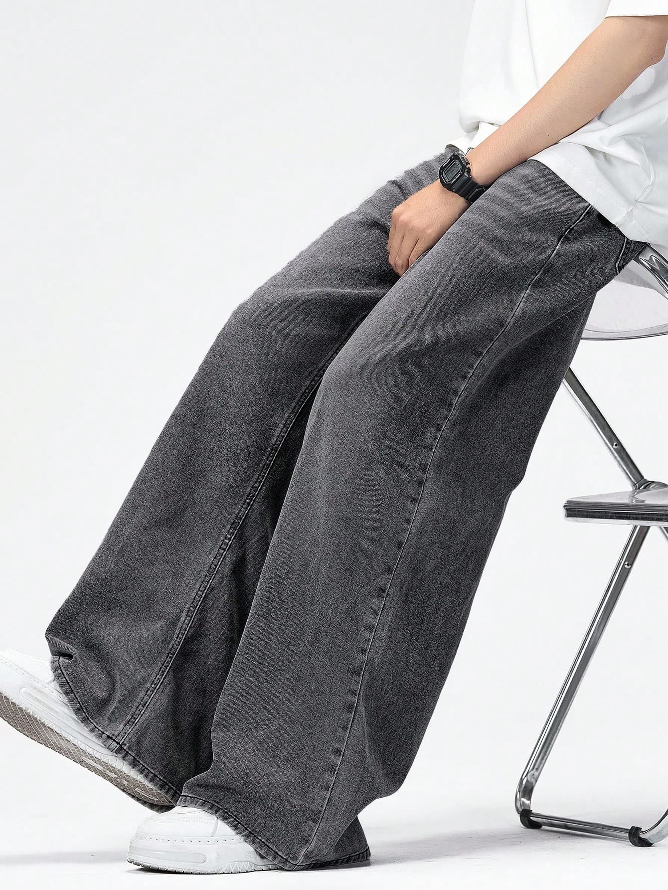 SHEIN Mirajuku Casual Vintage Washed Loose Straight Leg Jeans For Teenage Boys, Versatile For All Seasons Fall Winter