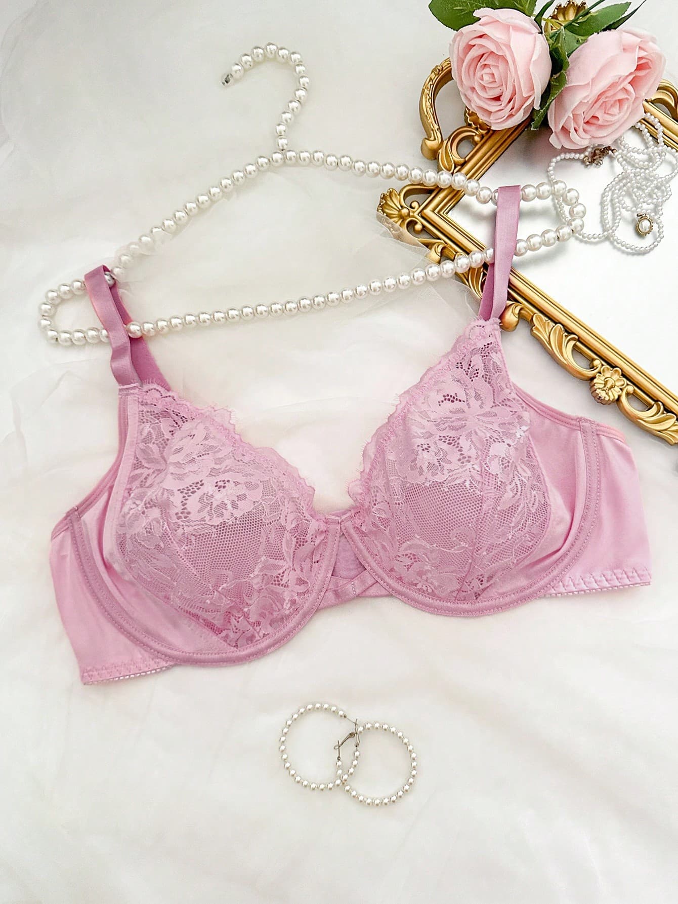 SHEIN Plus Size Women Lace Lingerie Sexy Bra, Lift