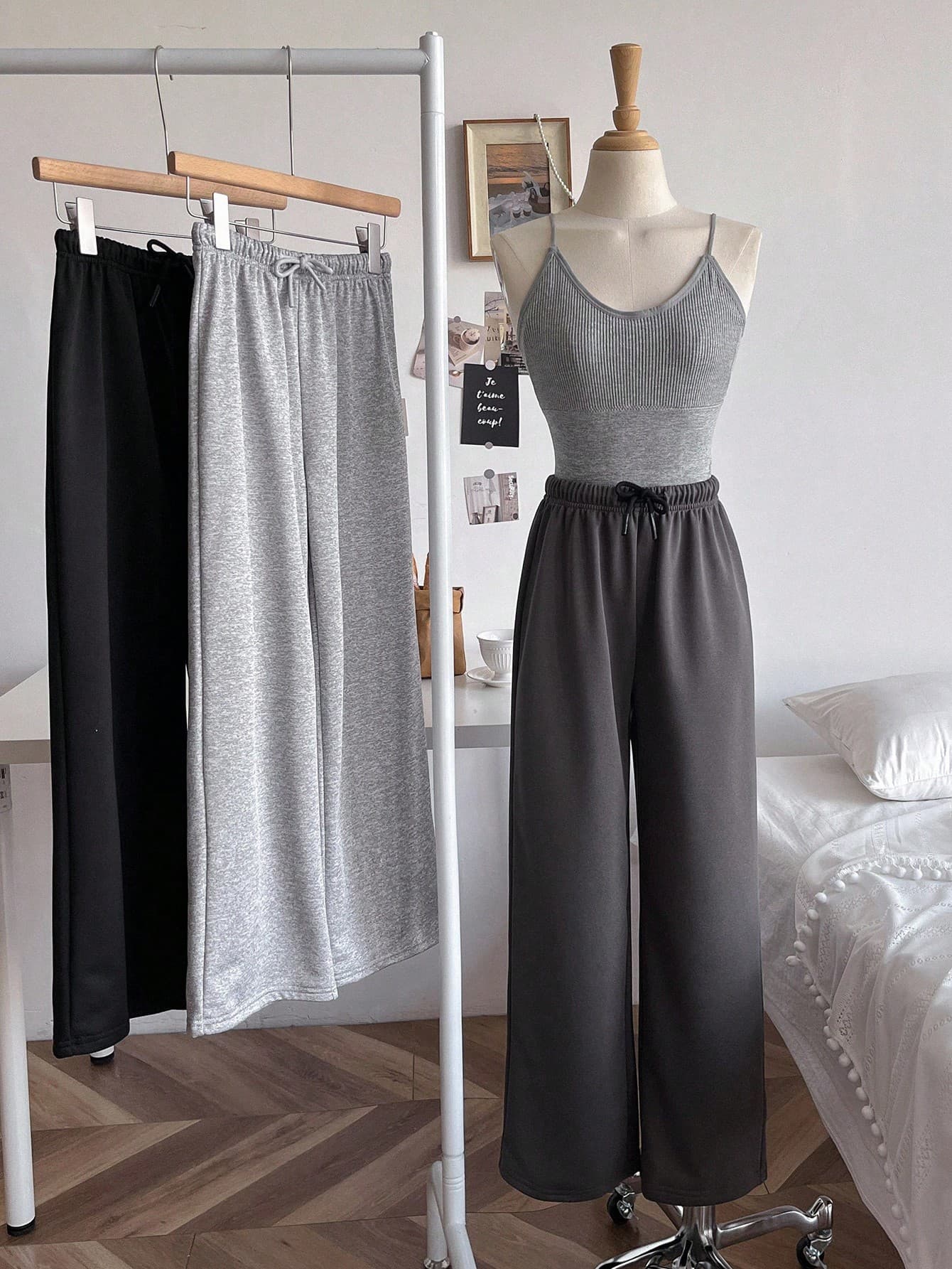 3pcs Tween Girl Casual Sweatpants, Minimalist Style Knit Loose Fit Wide Leg Pants, Suitable To Pair With T-Shirts, Hoodies, Jackets Fall Winter