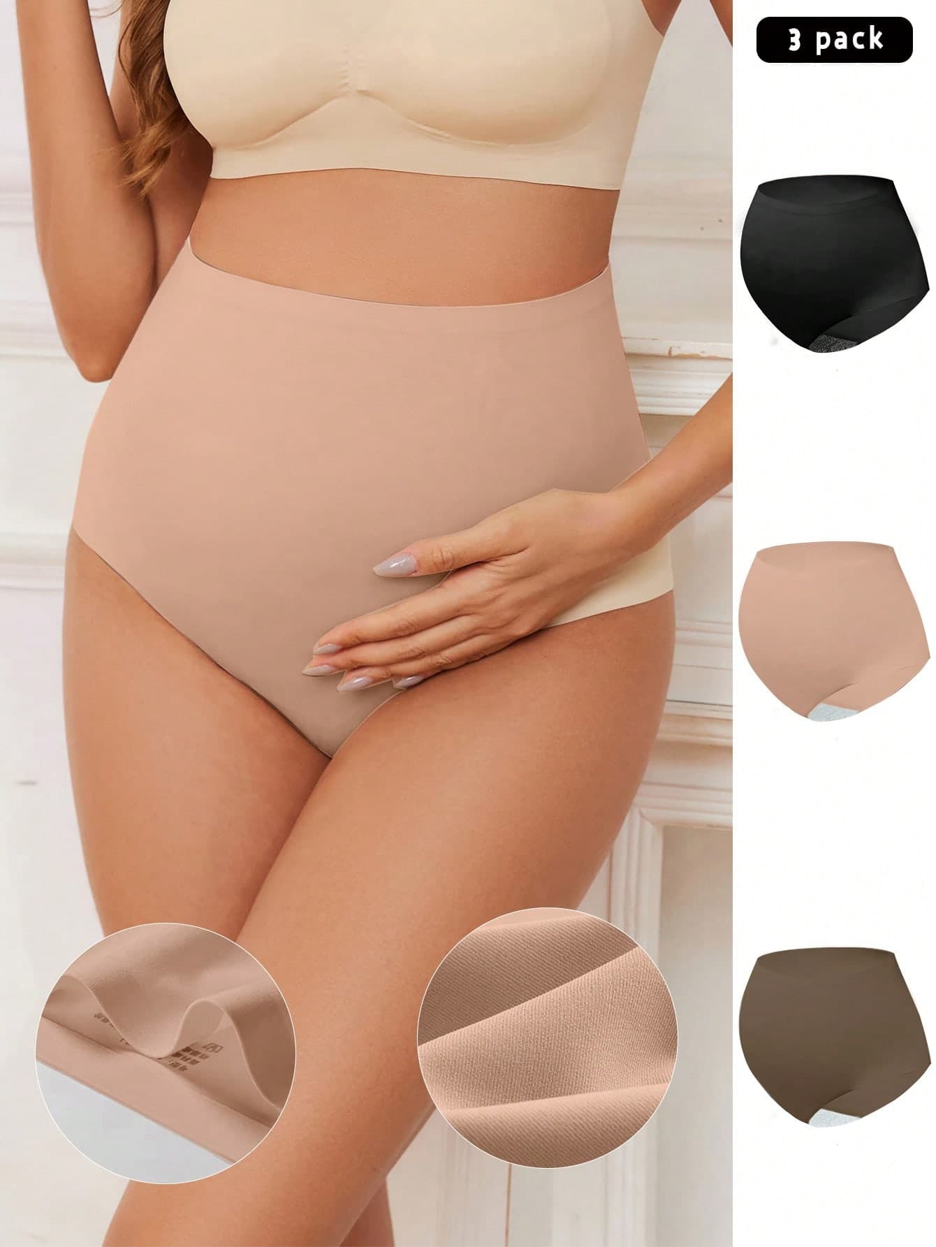 Moonlight&Mama 3pcs/Pack High Waisted Maternity Underwear, Simple Fashion Casual Everyday Wear