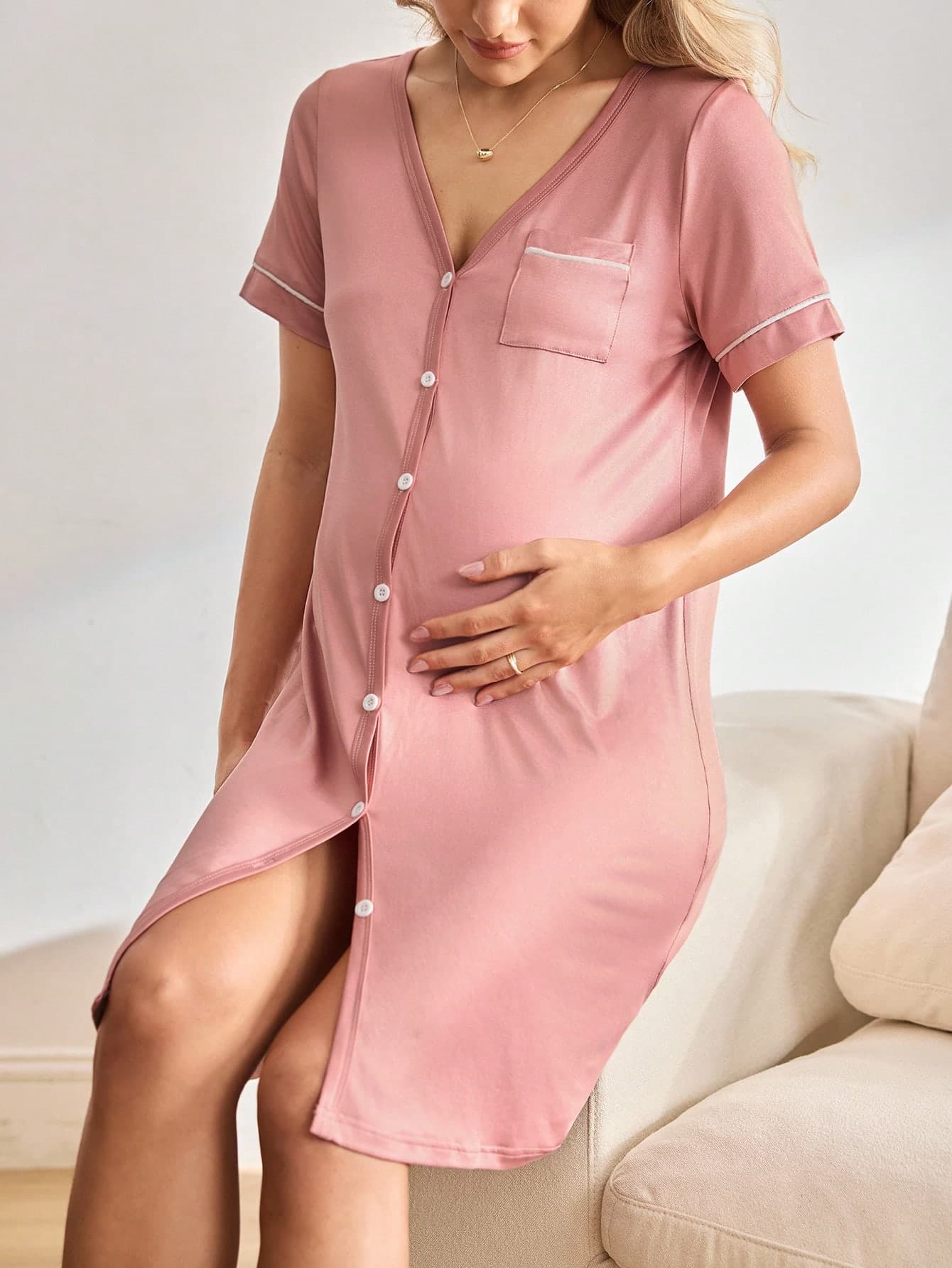 Moonlight&Mama Maternity Loungewear - Short Sleeve Knee Length Dress