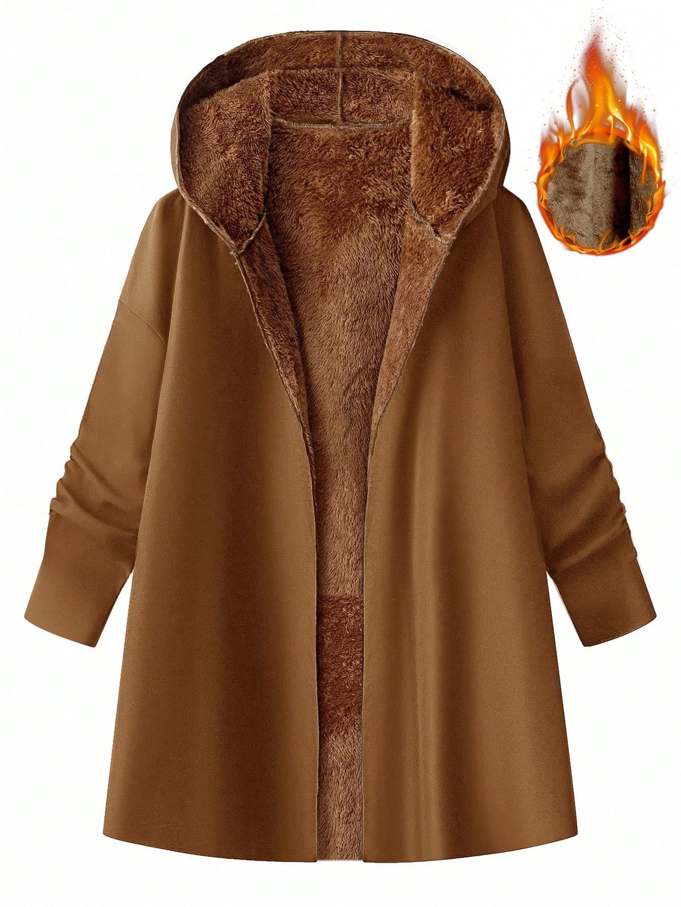 SHEIN Clasi Plus Size Casual Solid Color Fleece Hoodie, Autumn/Winter