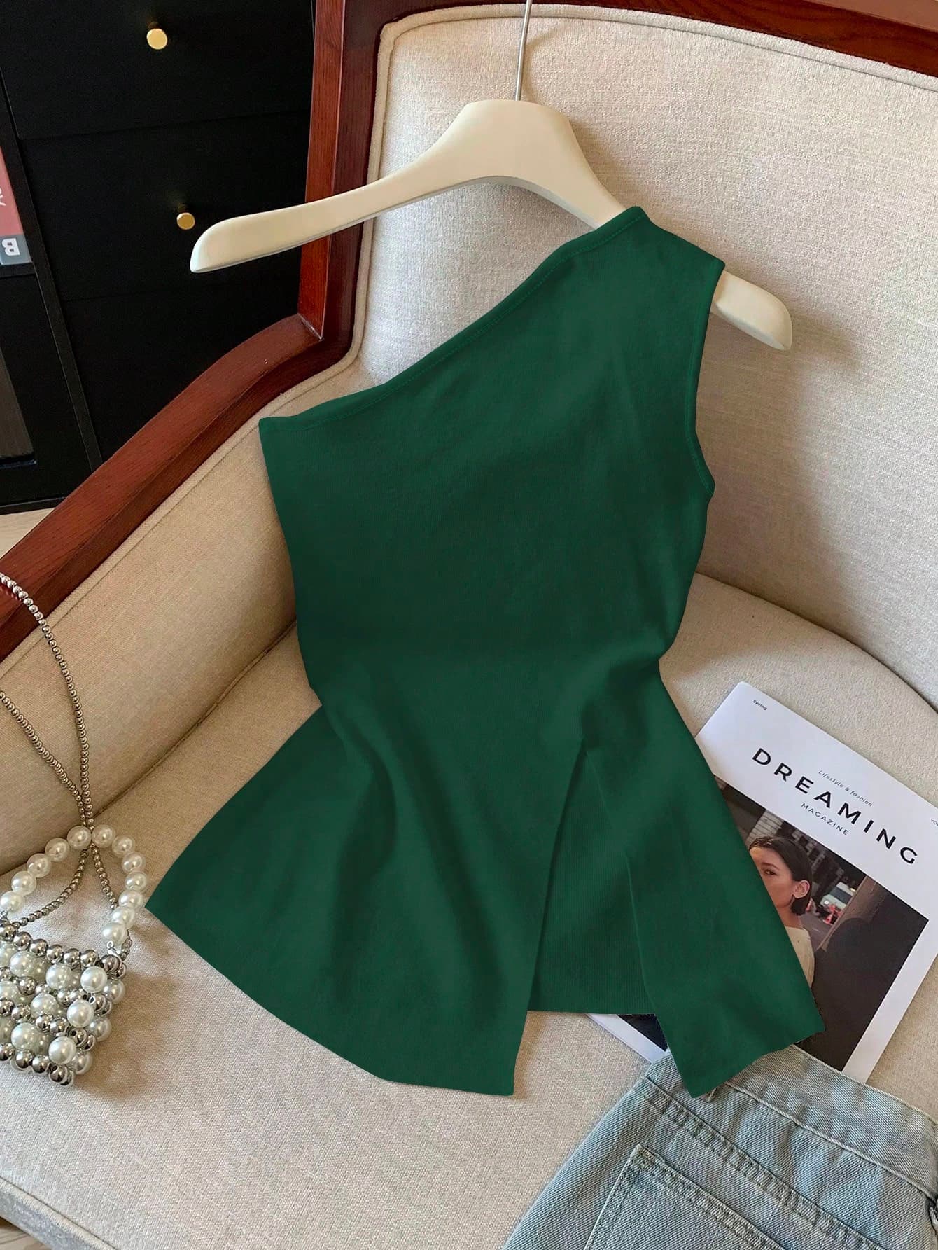 GlowEve Women's Solid Color Sleeveless Slit Hem Fashionable Top
