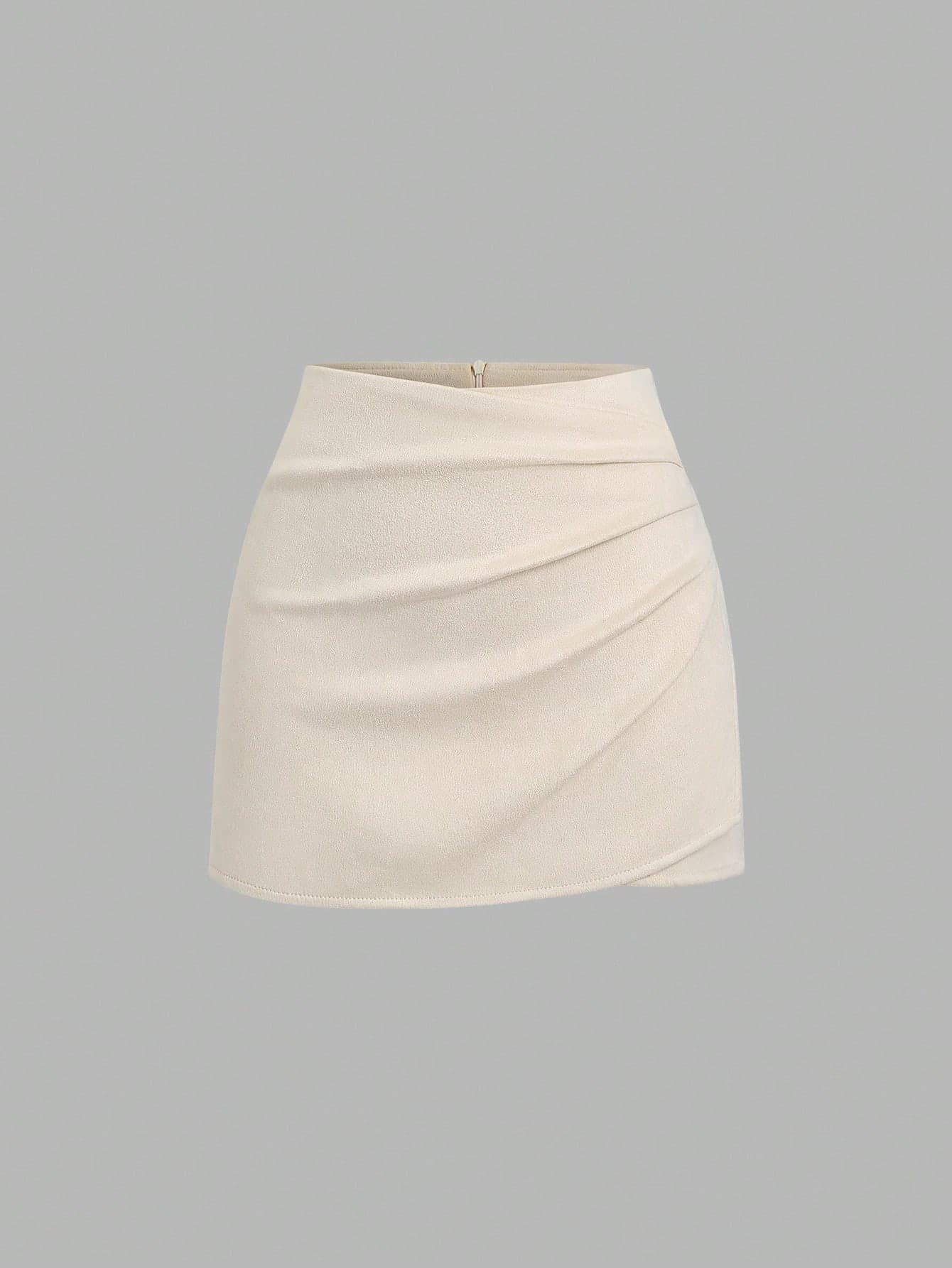 Sweetra Vintage Italian Style Maillard Color Pleated Bodycon Skirt, Sexy & Alluring For Autumn/Winter