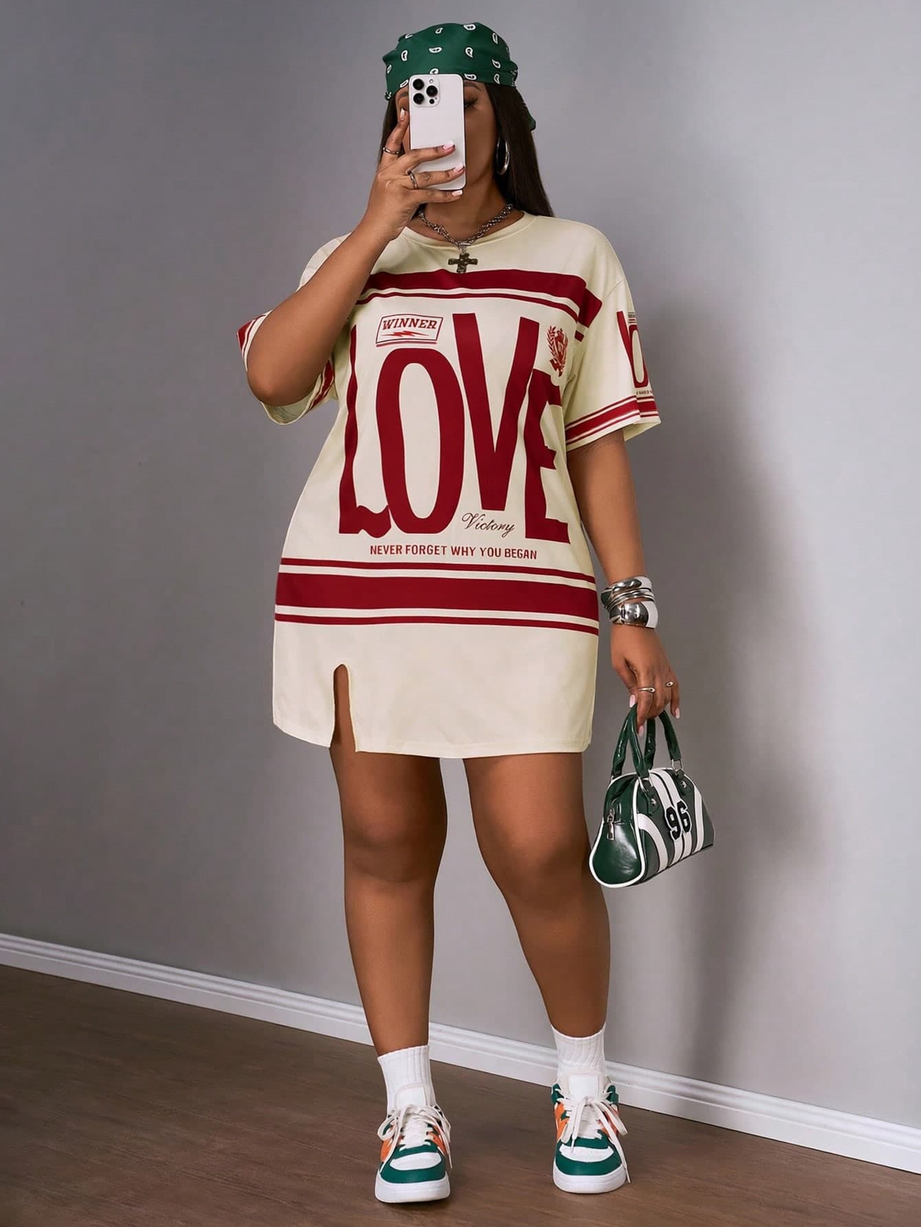 Slaydiva Plus Size Early Spring Vacation Casual Pink Side Slit Drop Shoulder Short Sleeve Dress
