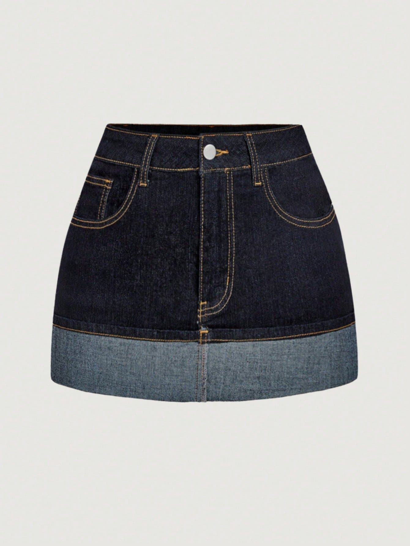 SHEIN MOD Women's Casual Washed Color Block Patchwork Denim Mini Skirt
