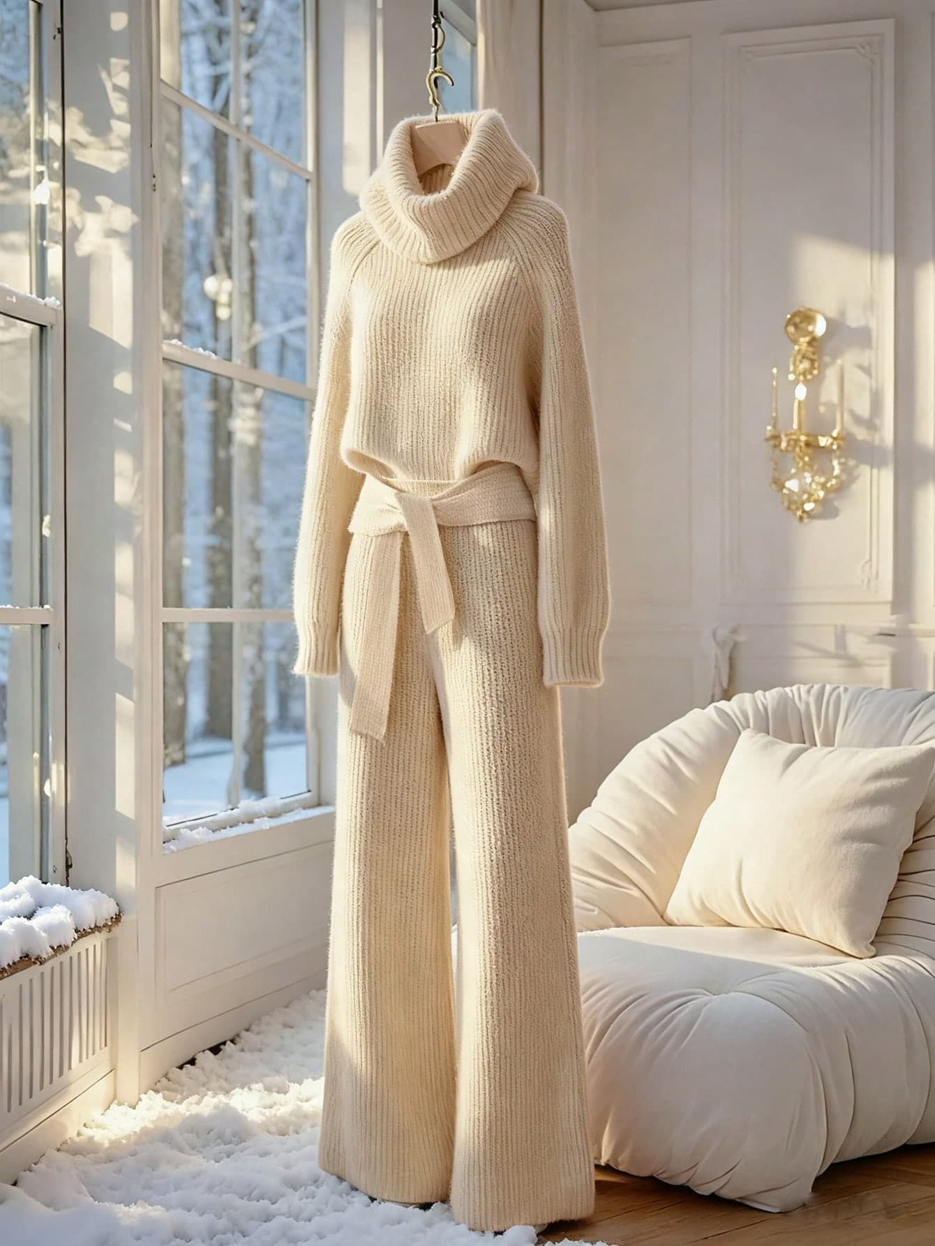 SHEIN Franclia 2pcs/Set Women Casual Loose Solid Color High Neck Sweater, Elegant & Versatile, Autumn/Winter