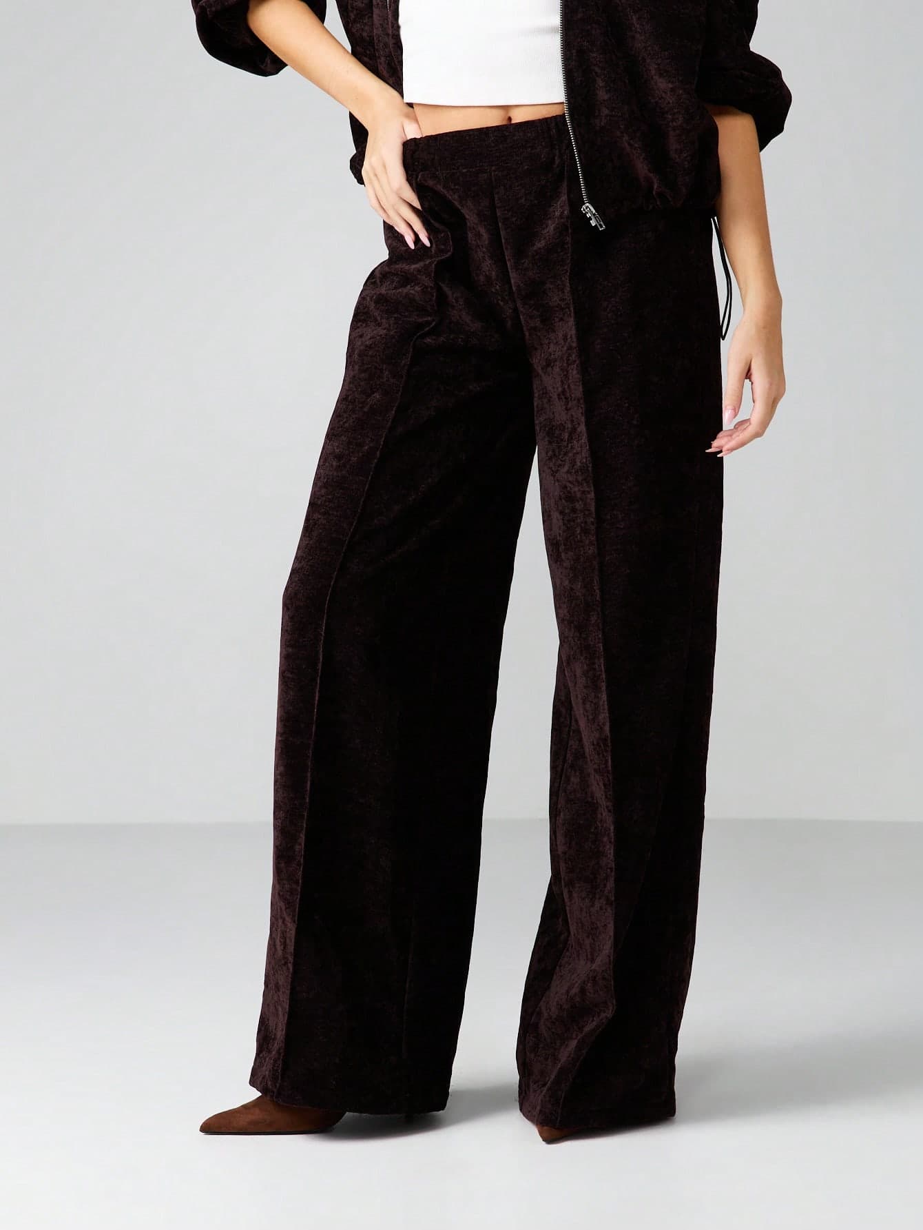 MISSGUIDED Cord Textured Wide Leg High Rise Palazzo Trousers For Fall Winter Lounge Comfort