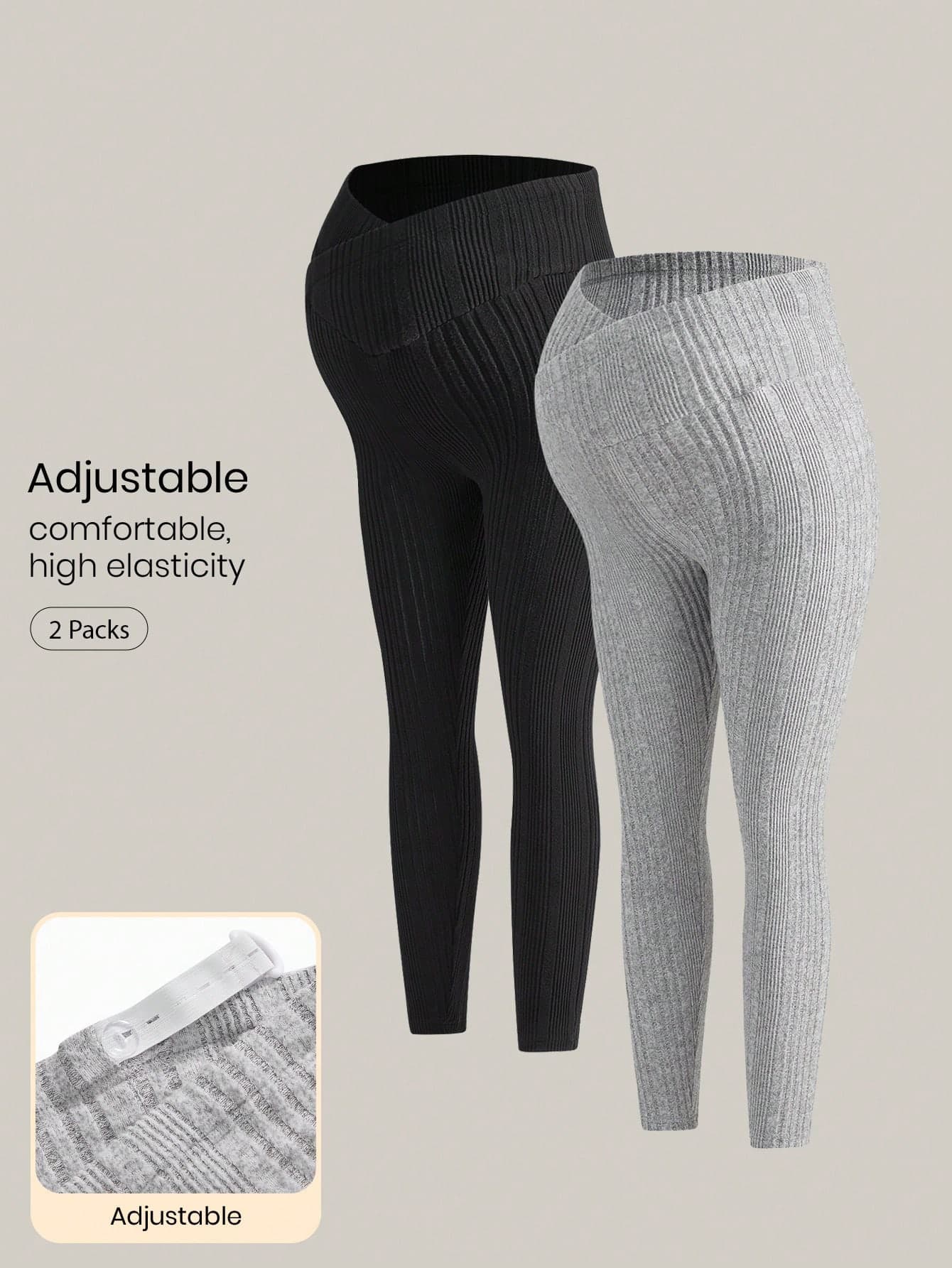 Modmama Maternity Casual Solid Color Overlapping Waist Leggings