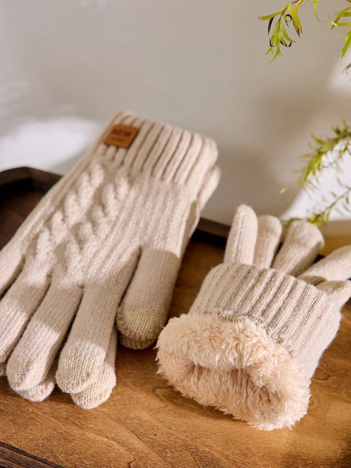 Cirelle 1pair Women's Winter Warm Knit Gloves, Double Layered With Touch Screen Fingertips For Parties, Driving, Running, Cellphone Gaming And Daily Activities Halloween Accessories Winter Gloves