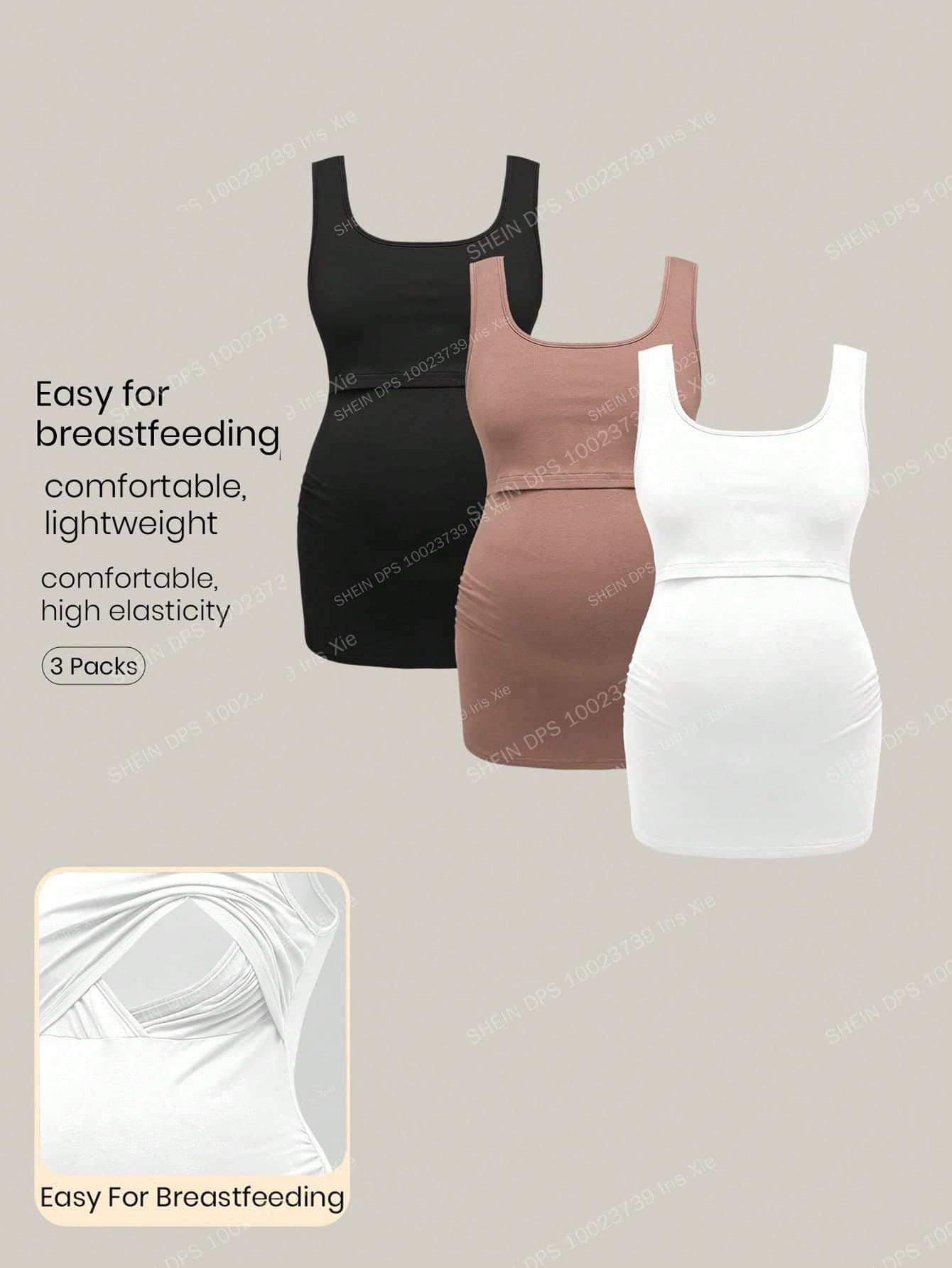 Modmama Women's Fashionable Solid Color Sleeveless Nursing Tank Top For Maternity