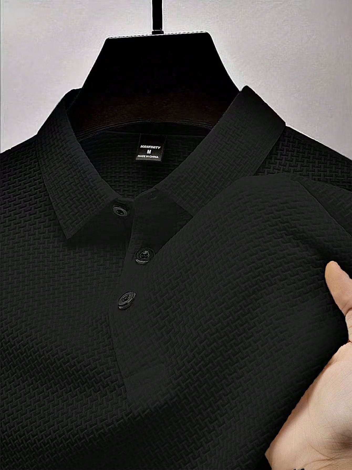 Manfinity Homme Men's Summer Solid Short Sleeve Casual Polo Shirt For Commute, Formal