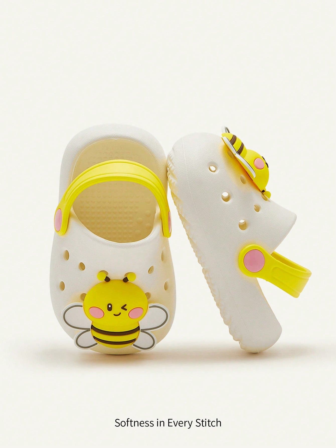 Cozy Pixies 1 Pair Cute Bee Design Breathable Slip-On Sandals, Versatile For Summer, Daily, Outdoor, Beach, Indoor, Infant
