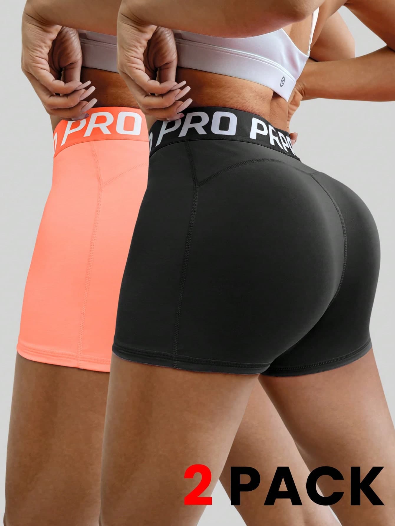 Velisys Velisys 2 Pieces Letter Print Yoga Running Sports Shorts Women High Waist Sports Shorts Spandex Women Sports Shorts Booty Shorts
