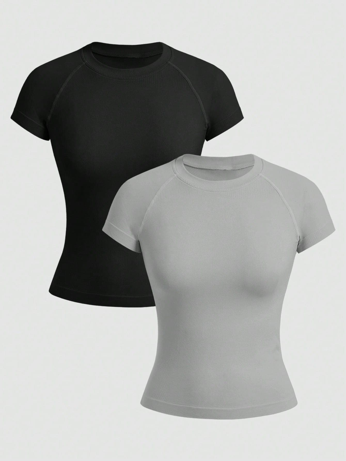 Velisys Velisys Women's Minimalist Solid Color Breathable Comfortable Crew Neck Seamless Raglan Sleeve Sports T-Shirt, Summer