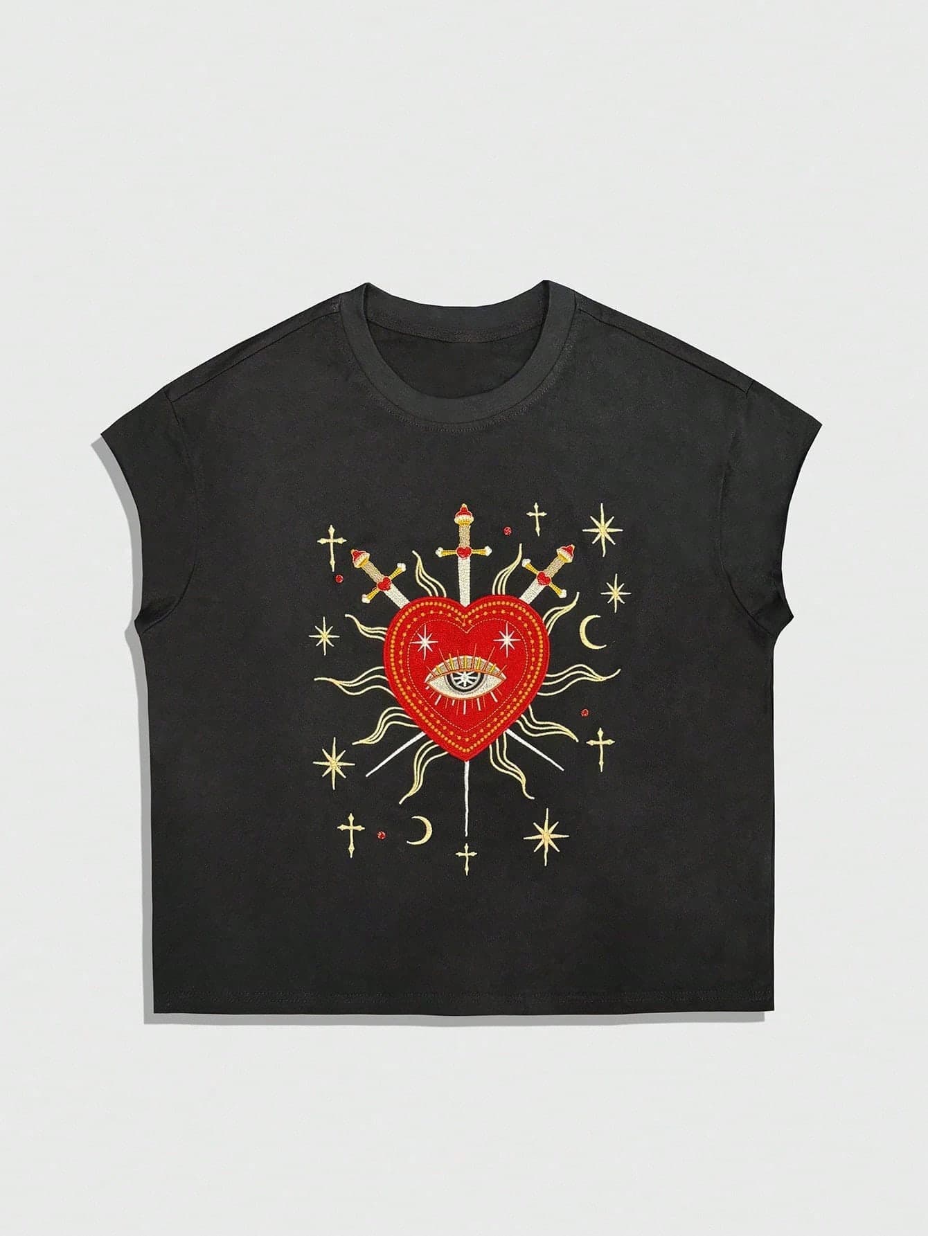 ROMWE MEN Street Life Teen Boy's Crew Neck Sleeveless Heart Pattern Fashion Tank Top, Summer