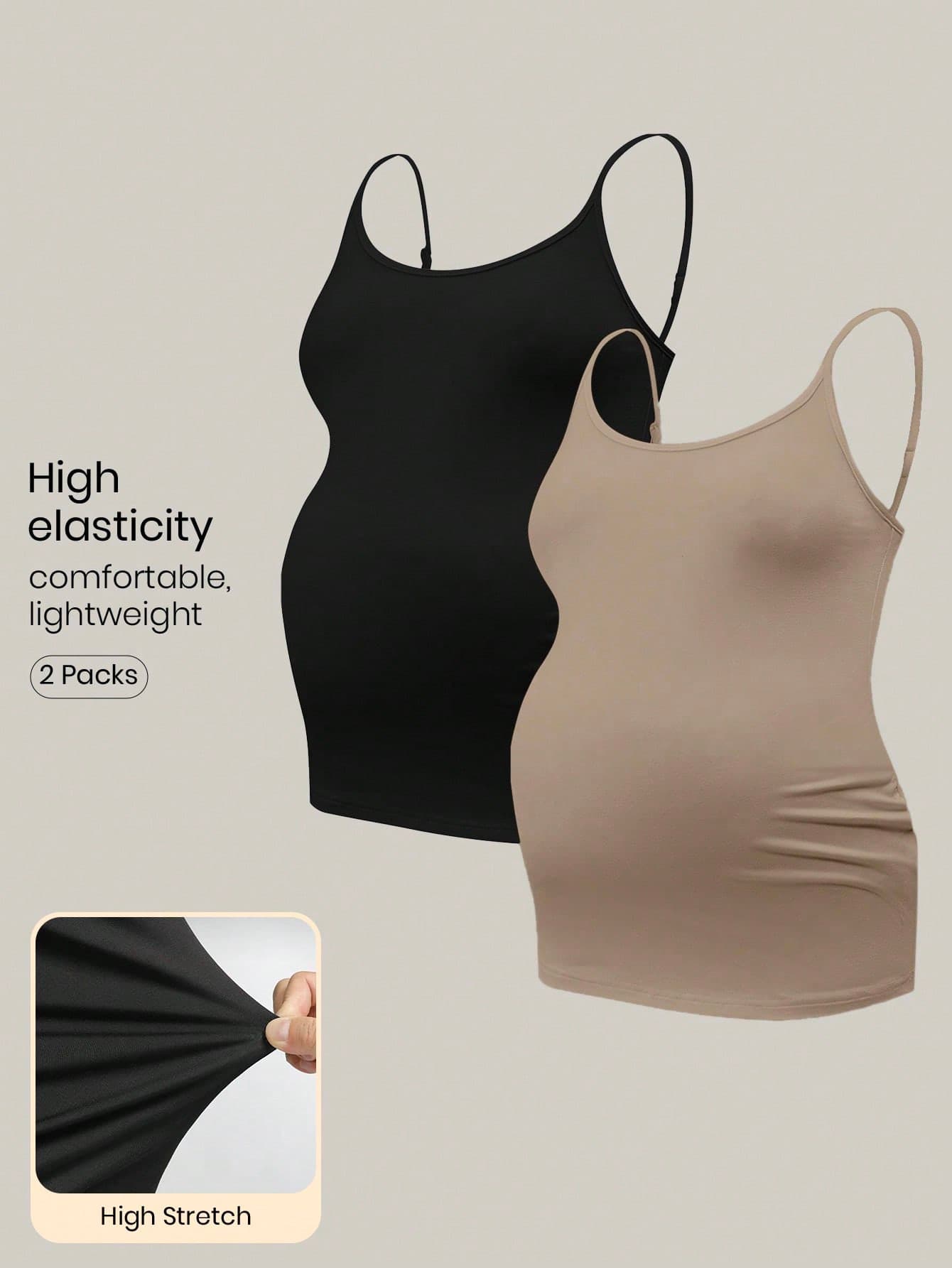 Modmama Maternity Solid Color Ruched High Elasticity Casual Camisole