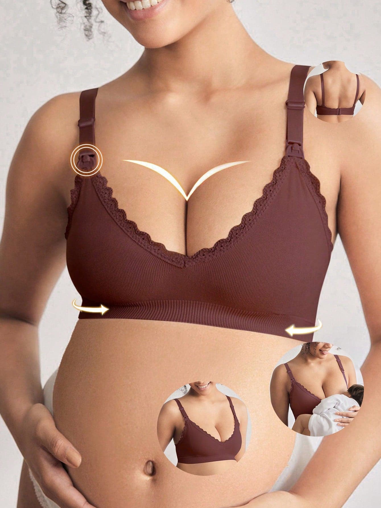 Moonlight&Mama 1pc Women's Seamless Minimalist Solid Color Fashionable Comfortable High Cost-Effective High Quality Maternity Portable Bra