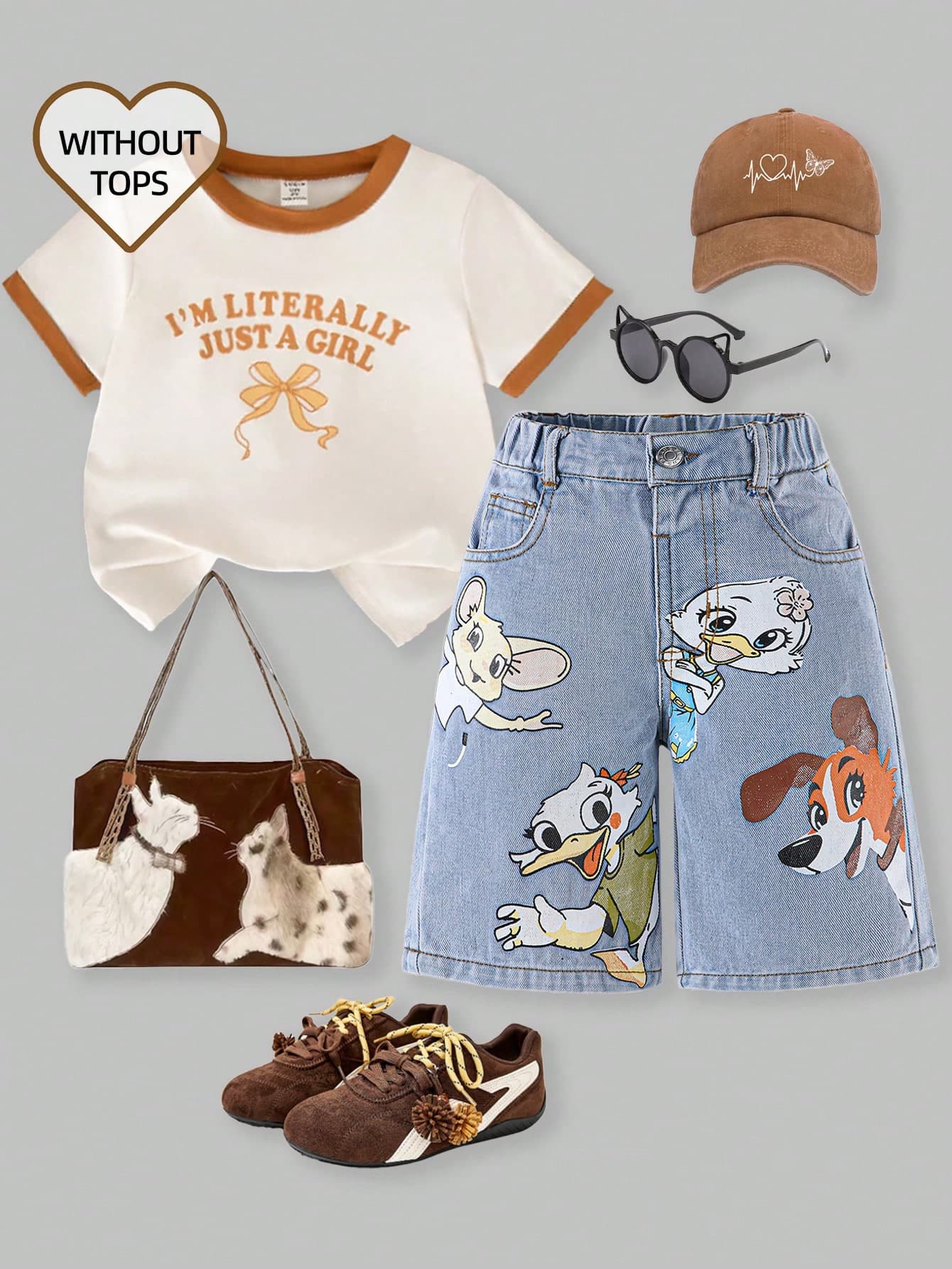 Genkimix Kids Young Girl' Retro Washed Loose Fit Wide Leg Denim Shorts, Casual & Versatile, Suitable For Daily Wear