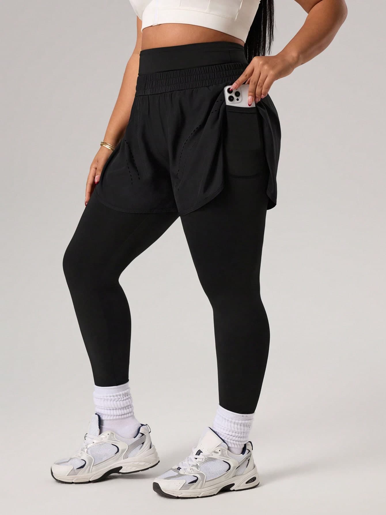 Rhythm Era Plus Size Women Solid Color Casual Pockets Versatile Daily Sports Leggings