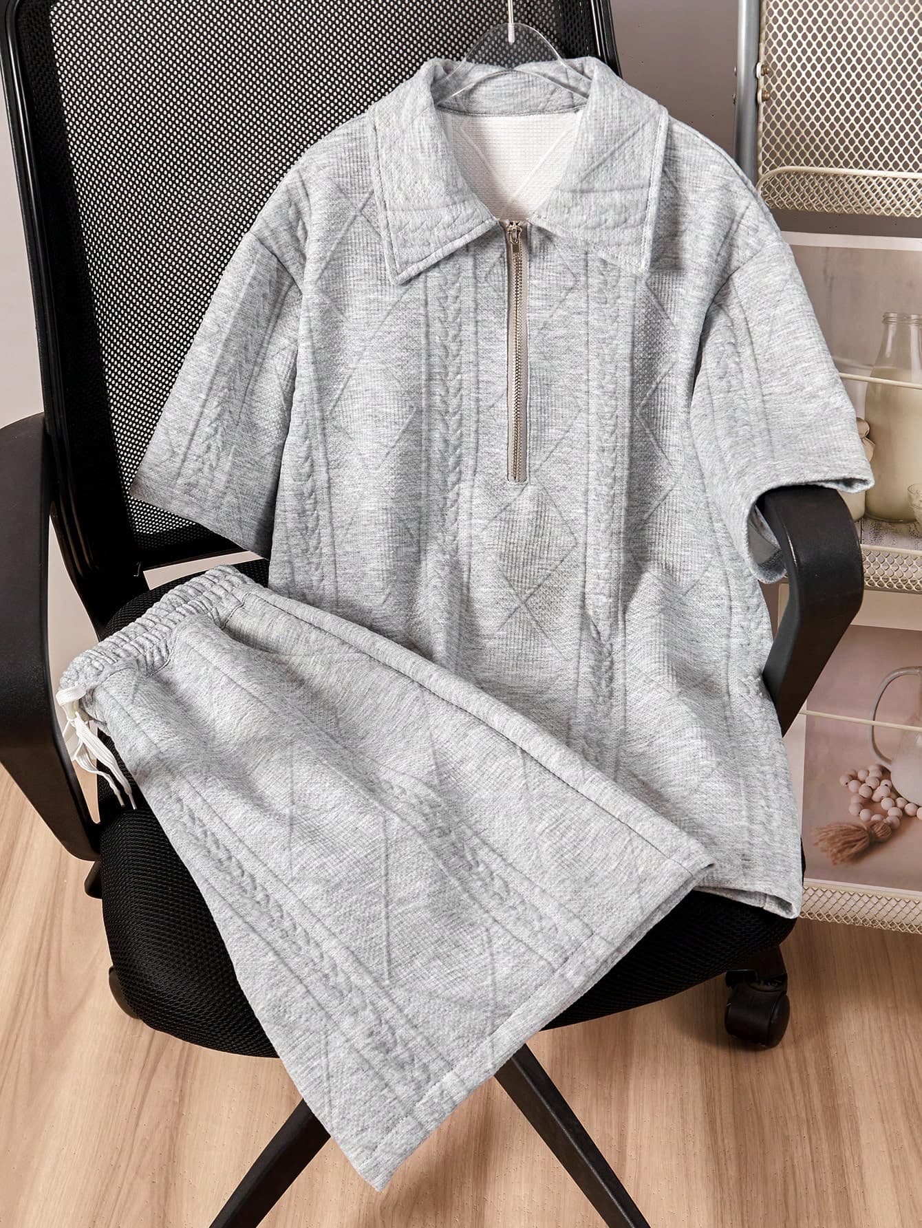 Mirajuku 2pcs/Set Casual Polo Collar Shirt And Shorts Set For Teenage Boys
