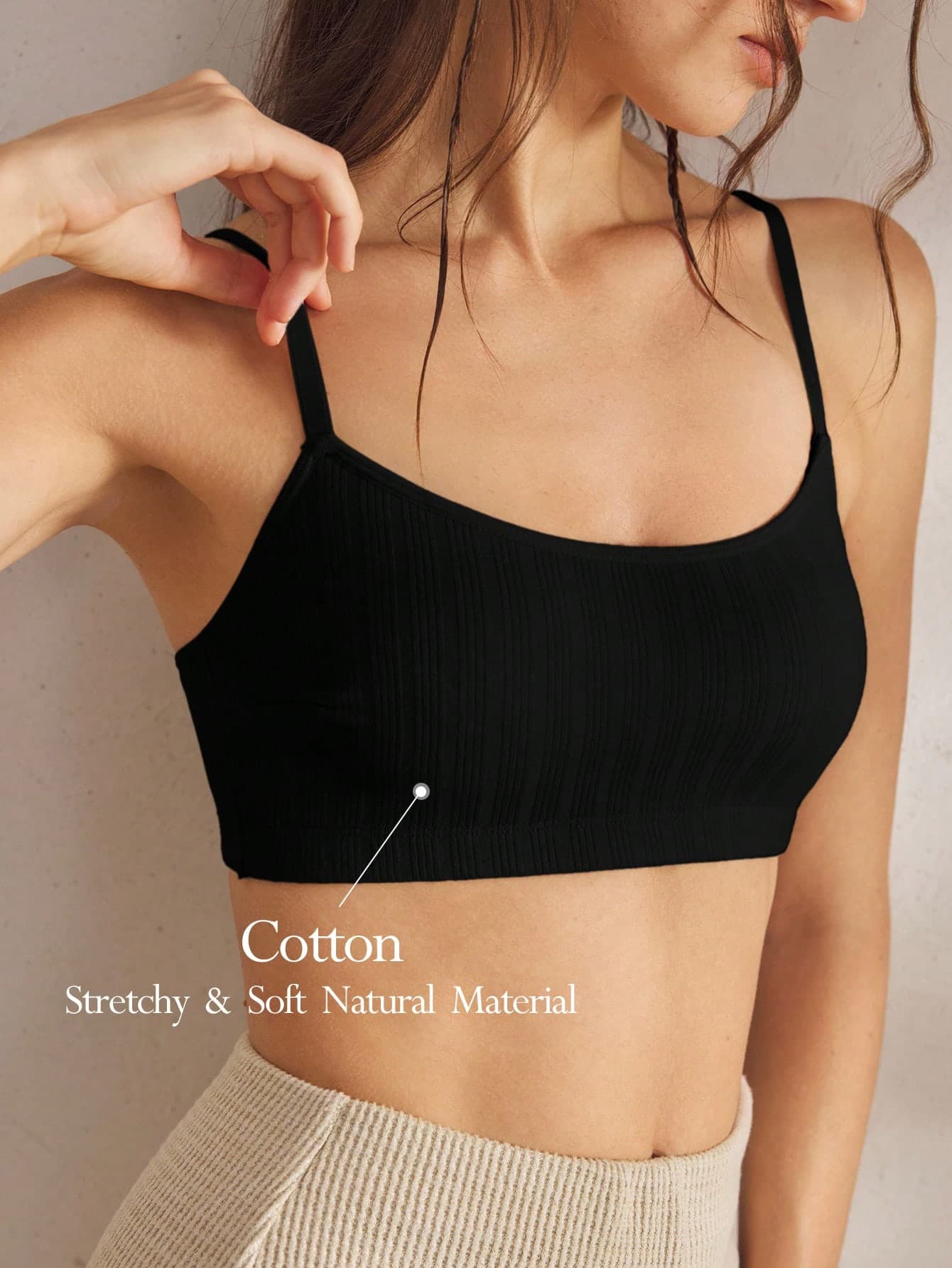 Ocili Women's Comfortable Cotton Rib Knit Bra