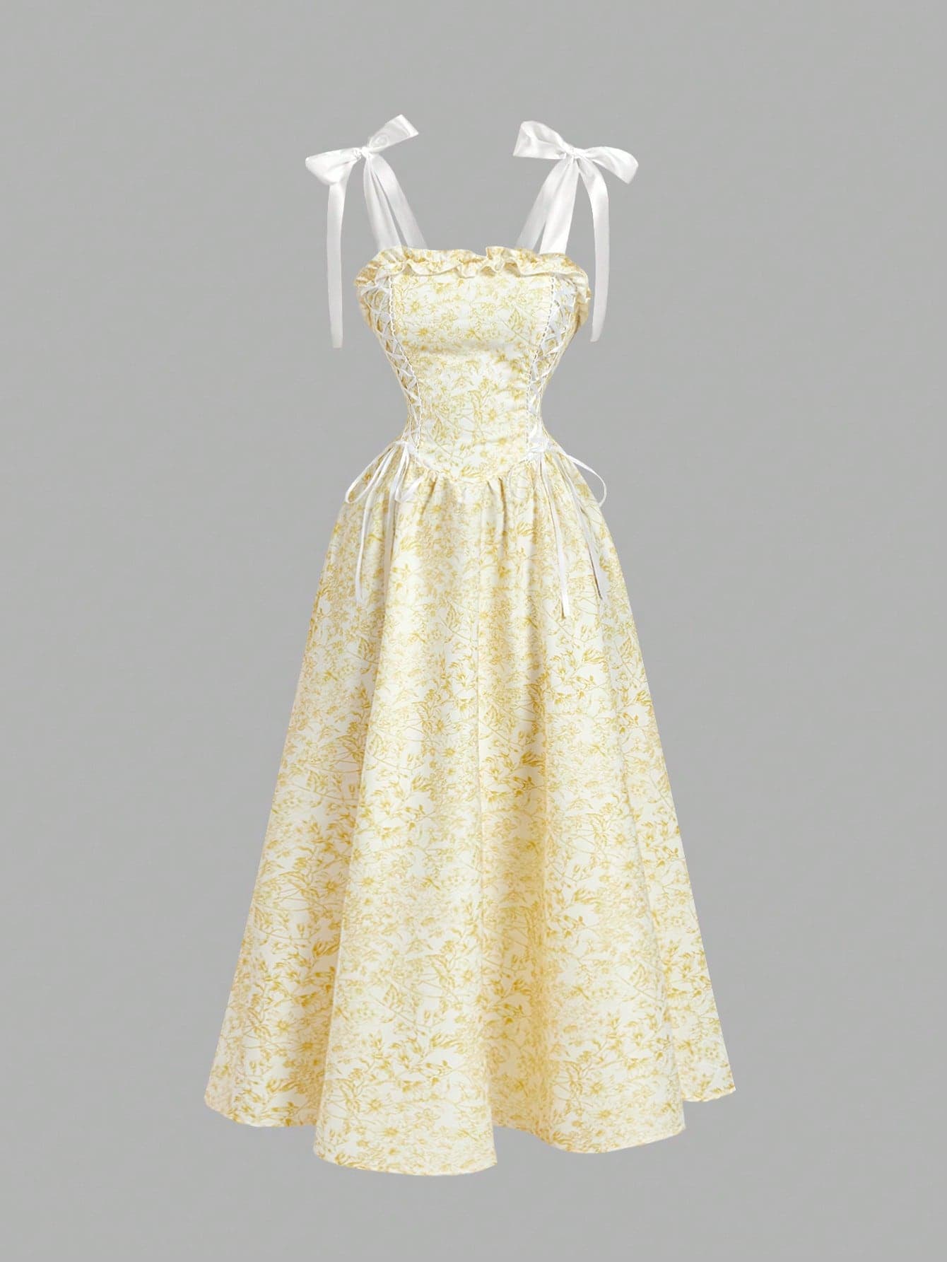 SHEIN MOD Women Bowknot Strap Floral Print Long Dress For Spring,Graduation Dress,Modest Dresses For Women,Spring Break Dresses ,Summer Dress