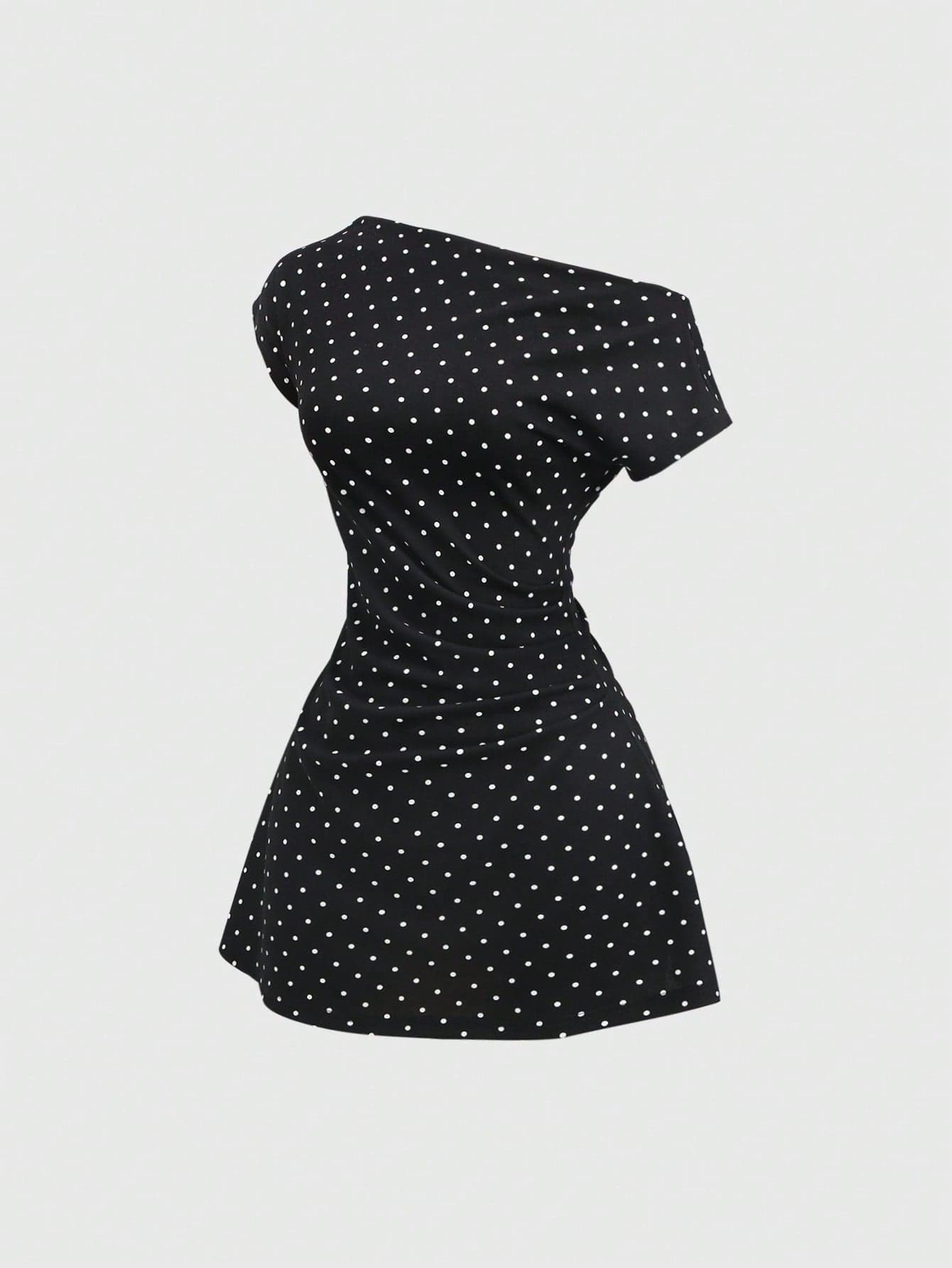 Sweetra Women's Romantic Polka Dot 3-In-1 Design Waist Cinched A-Line Dress, Flattering & Slimming, Suitable For Spring/Summer, Date Or Casual Dining