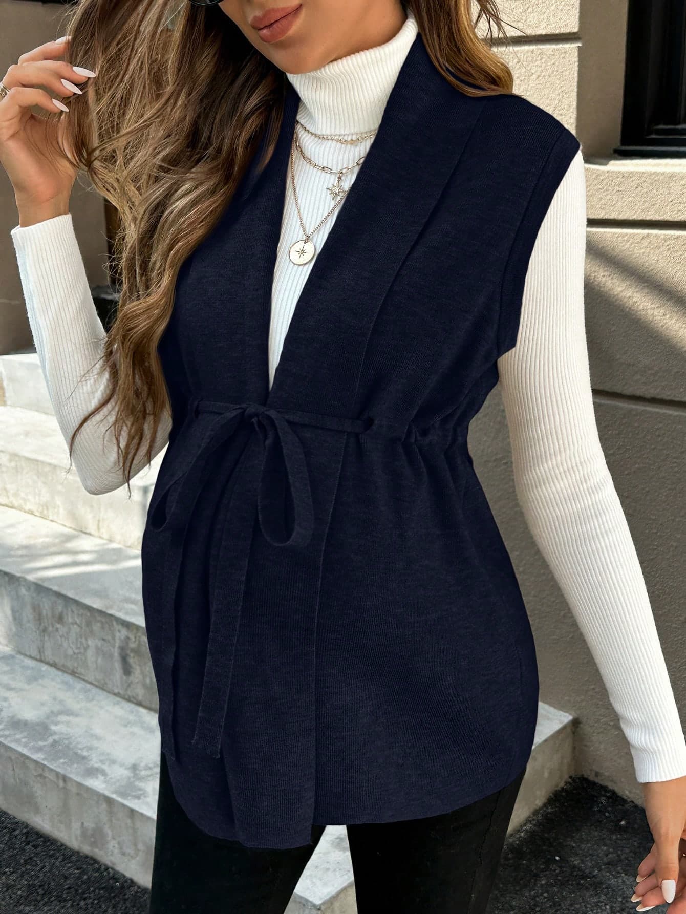 SHEIN Maternity Solid Color Minimalist Everyday Sweater