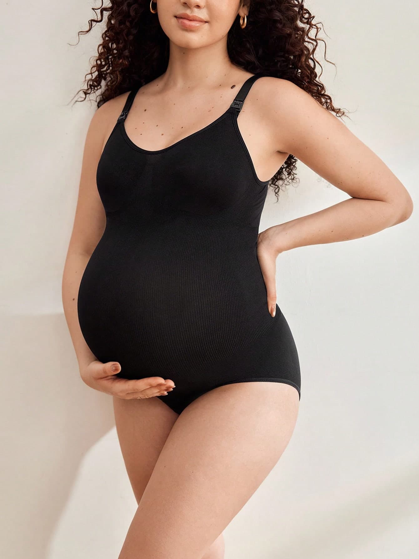 Moonlight&Mama Women's Black Seamless Postpartum Belly Shaping Jumpsuit,Breastfeeding Shapewear,Summer Formal Tight Evening High Elasticity Skin-Friendly Lingerie