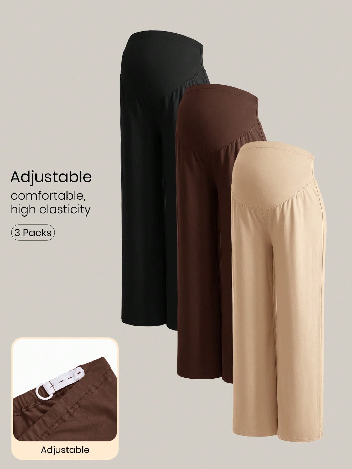 Modmama Maternity Casual Solid Color Adjustable Waist Straight Leg Pants Fall