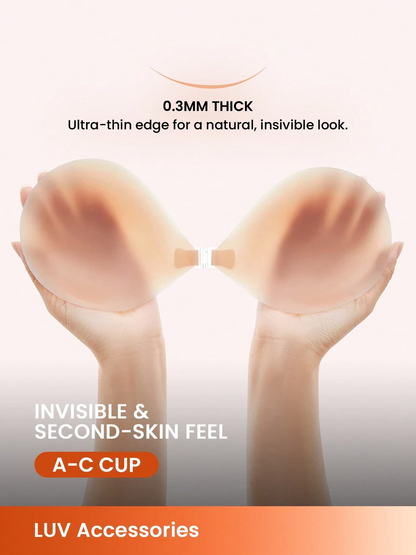 LUVLETTE Backless Push Up Strapless Sticky Invisible Silicone Adhesive Bra-Ultra-Thin Bronze Nipple Cover Wedding Bra