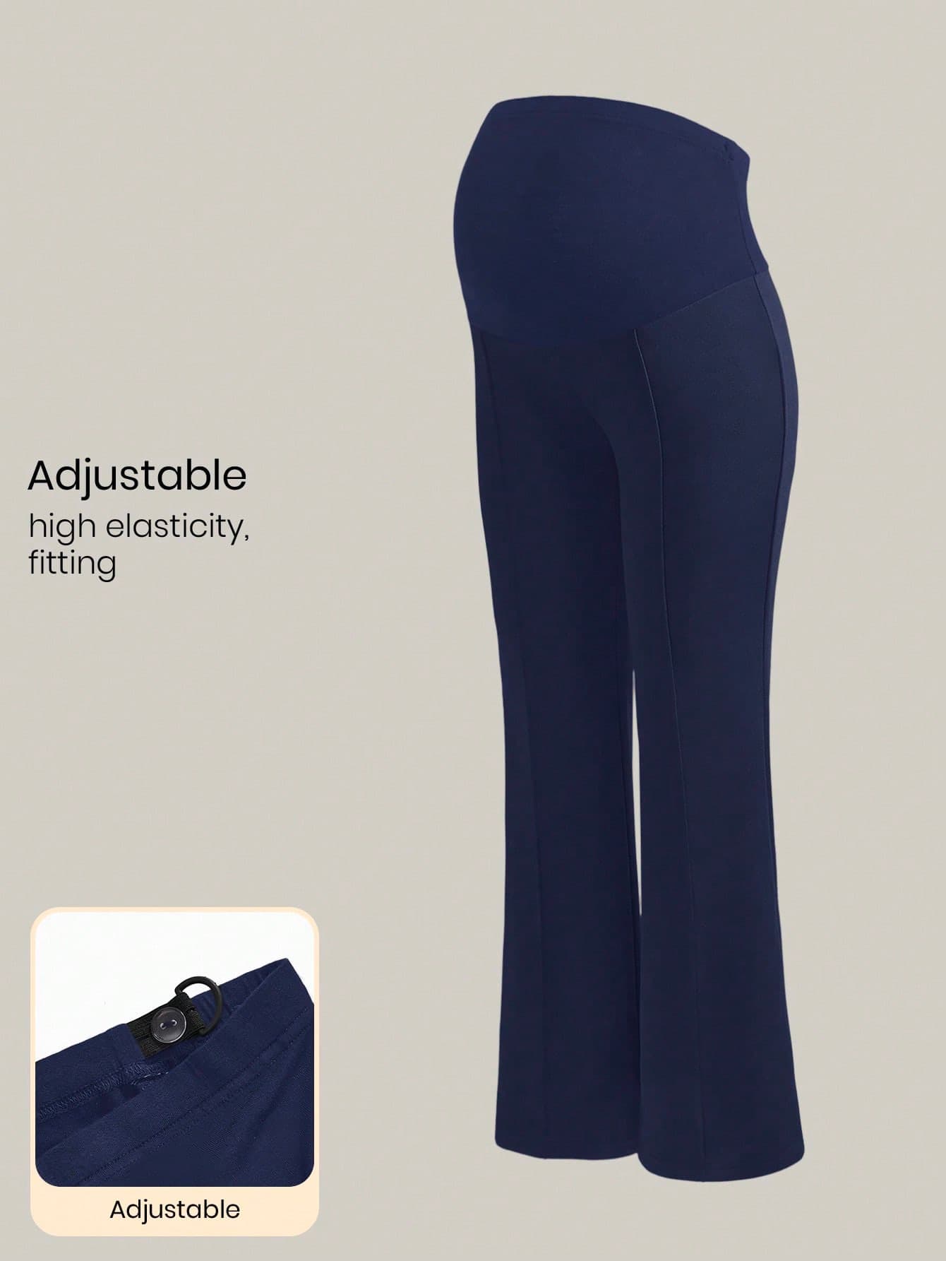 Modmama Maternity Solid Color Adjustable Waist Casual Flare Pants
