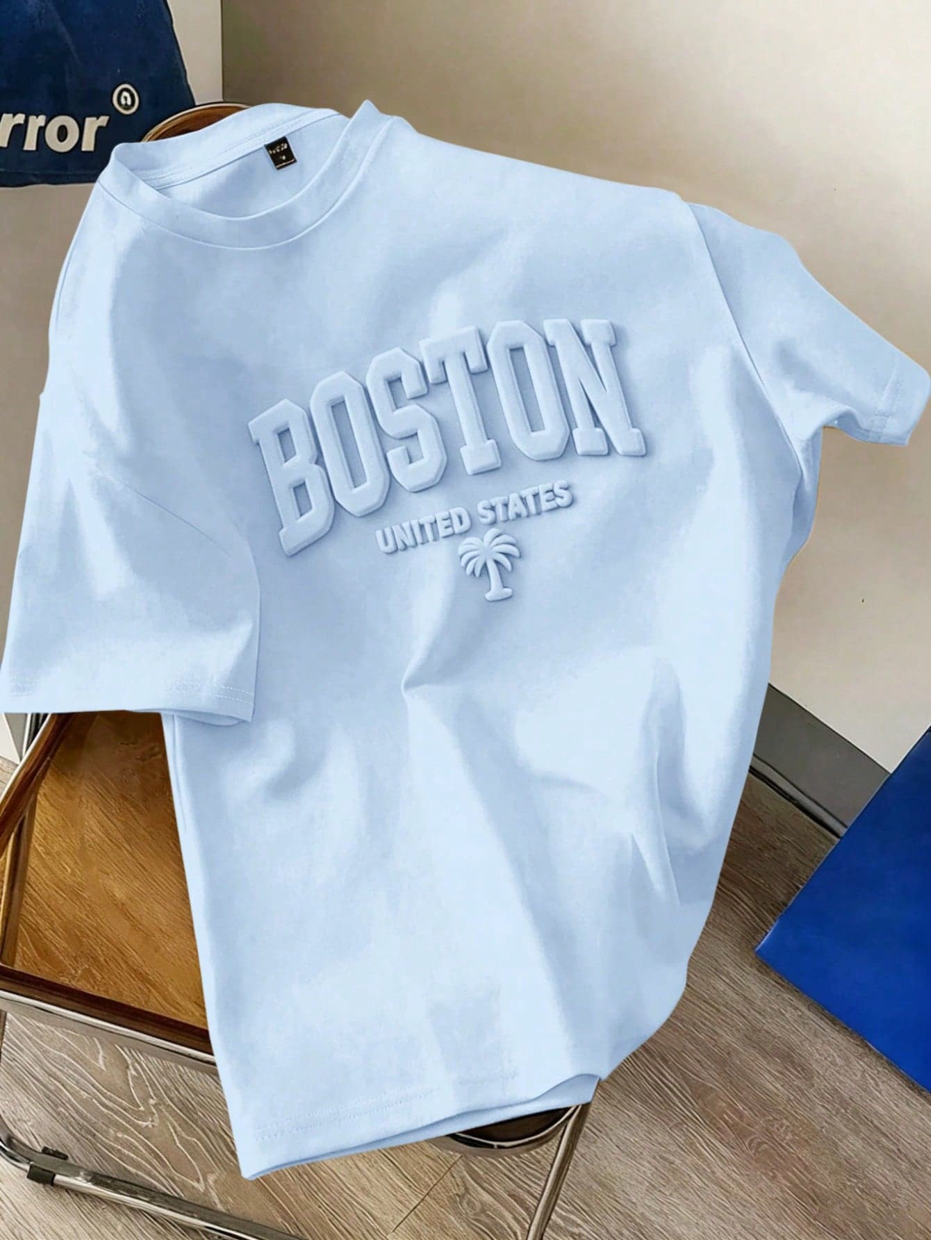 Manfinity Joysei Light Blue Label Men's White Raglan T-Shirt ( Fabric)