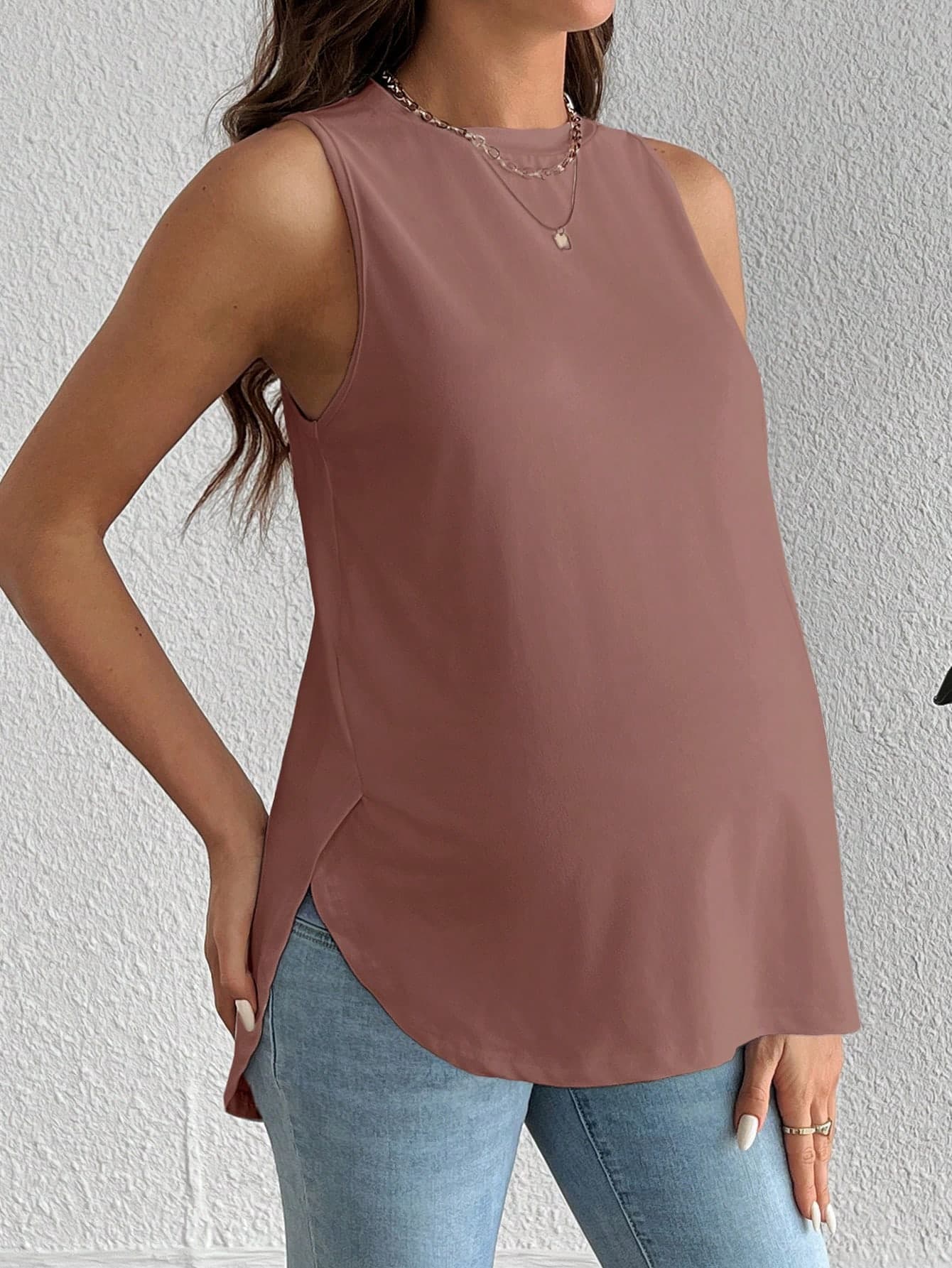 SHEIN Maternity Casual Solid Color Tank Top For Summer