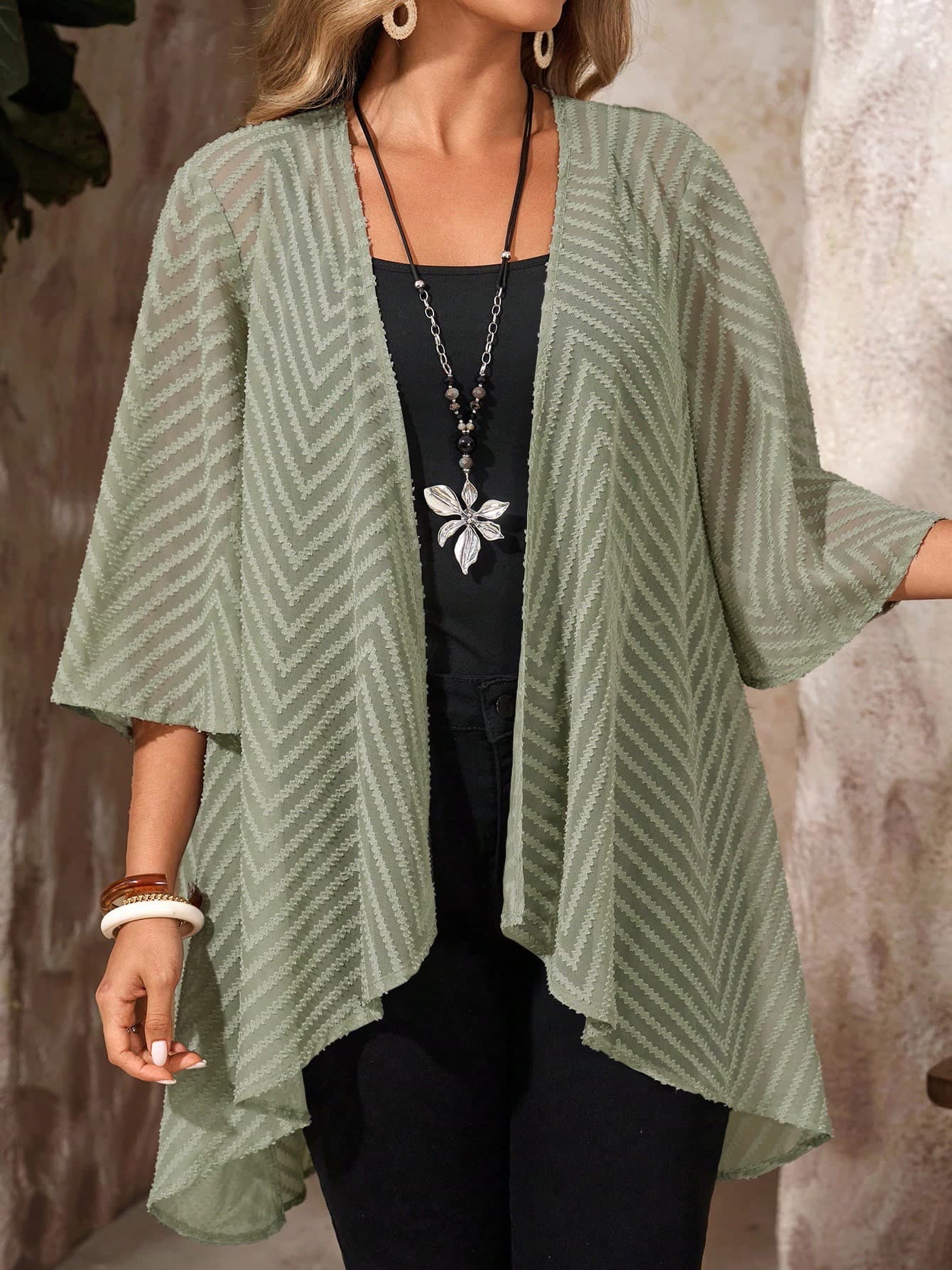 EMERY ROSE Plus Size Women Casual Versatile Long Sleeve Cardigan For Daily Wear