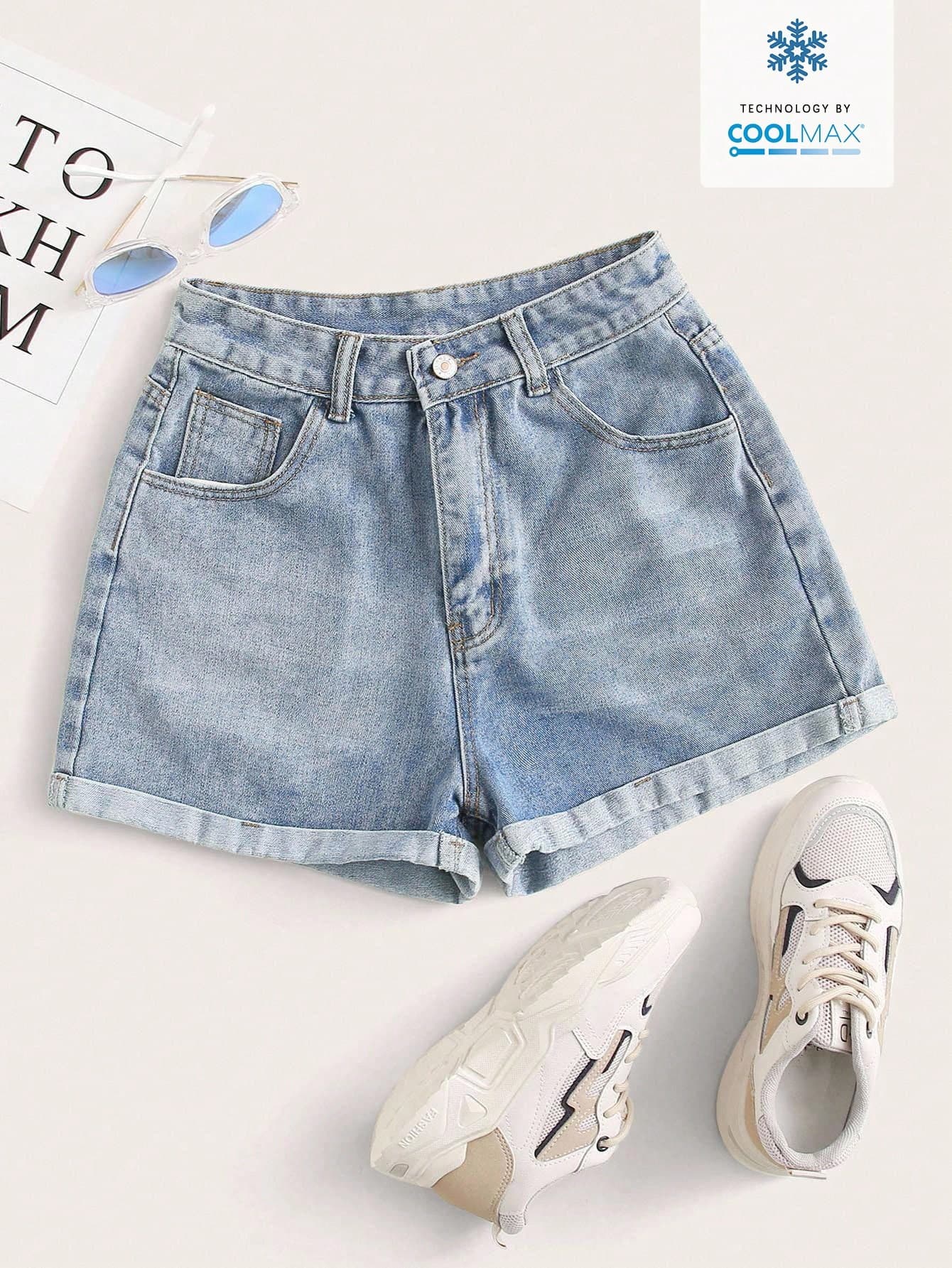 GlowEve Women's Casual Everyday Pocketed Button Denim Shorts