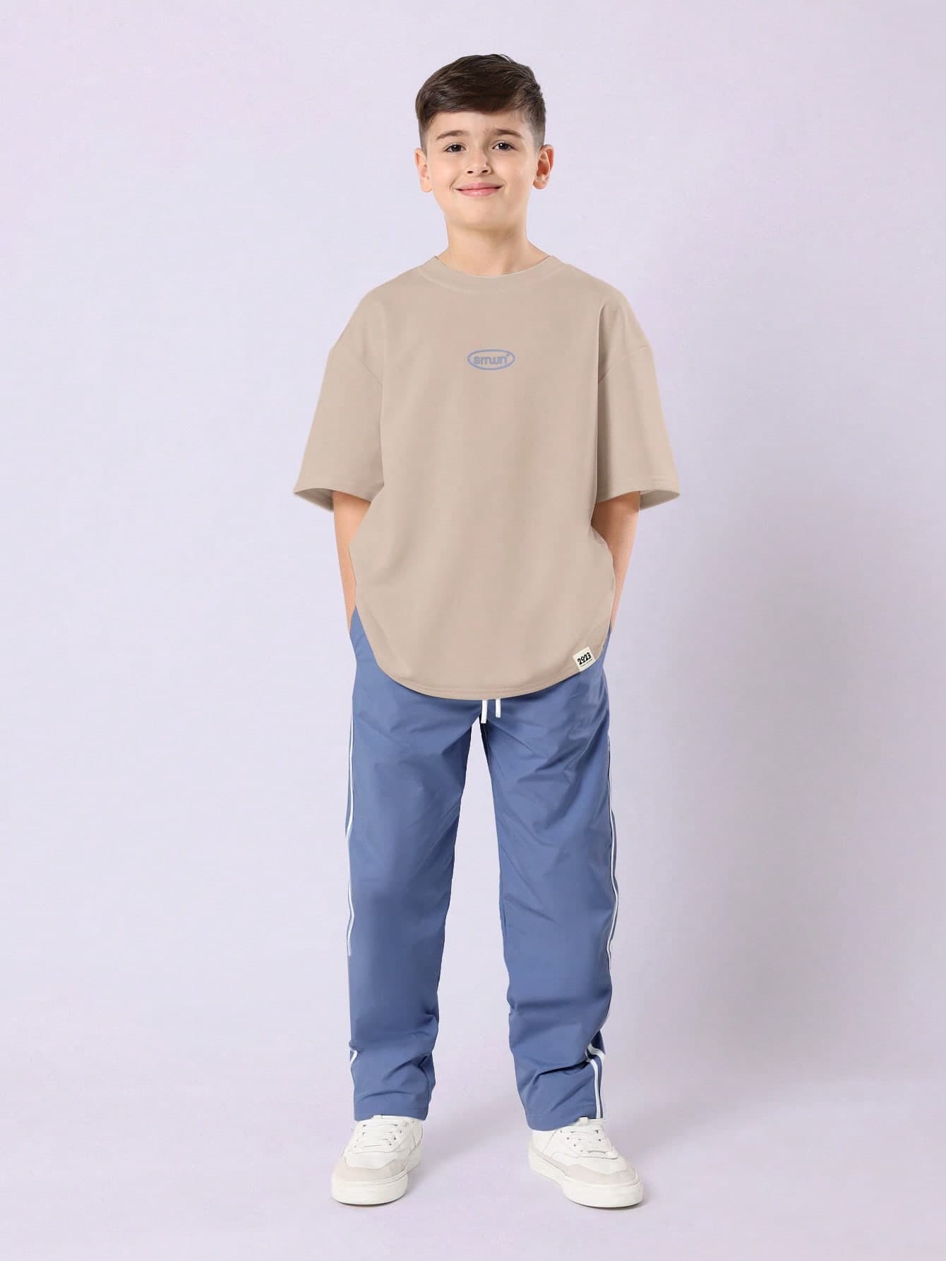 SUMWON Boys Oversized T Shirt And Track Pant Set Summer Casual Two Piece Outfit Tween Style