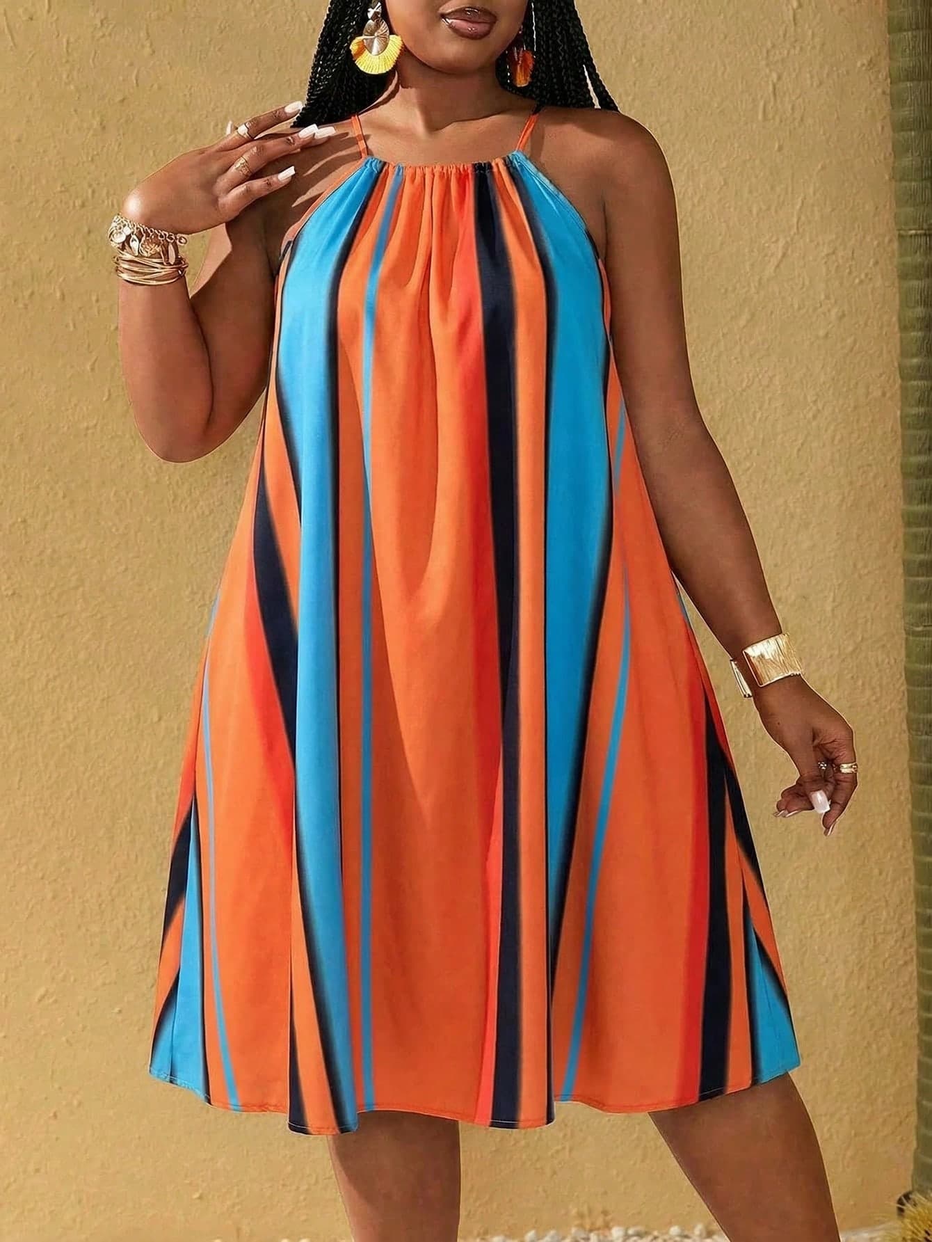 Maweii Plus Size Women's Sexy Tropical Floral Digital Print Spaghetti Strap High-Low Hem Dress, Vacation/Holiday/Resort Wear, Summer